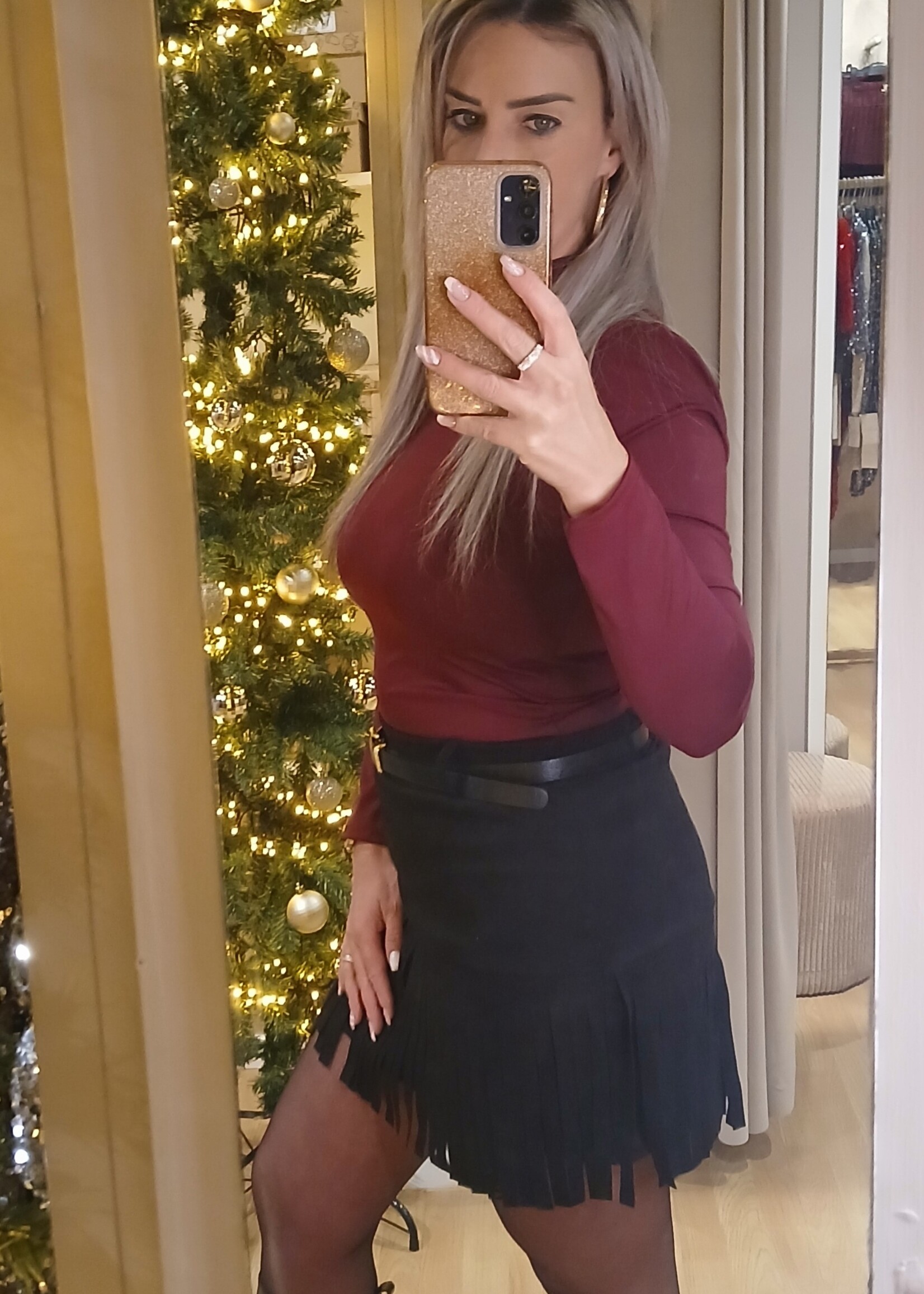 Dames Fringe Skort Black