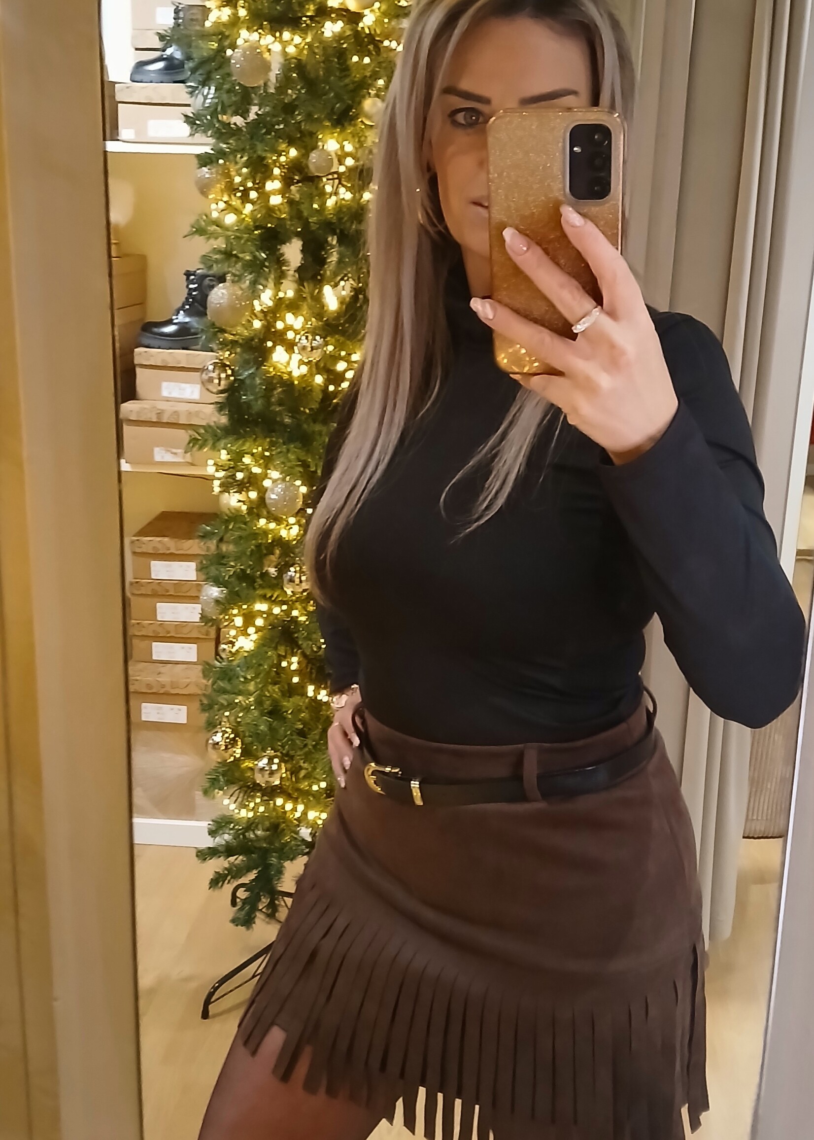 Dames Fringe Skort Choco