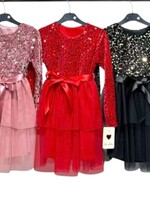 Glitter Bow Dress Bordeaux