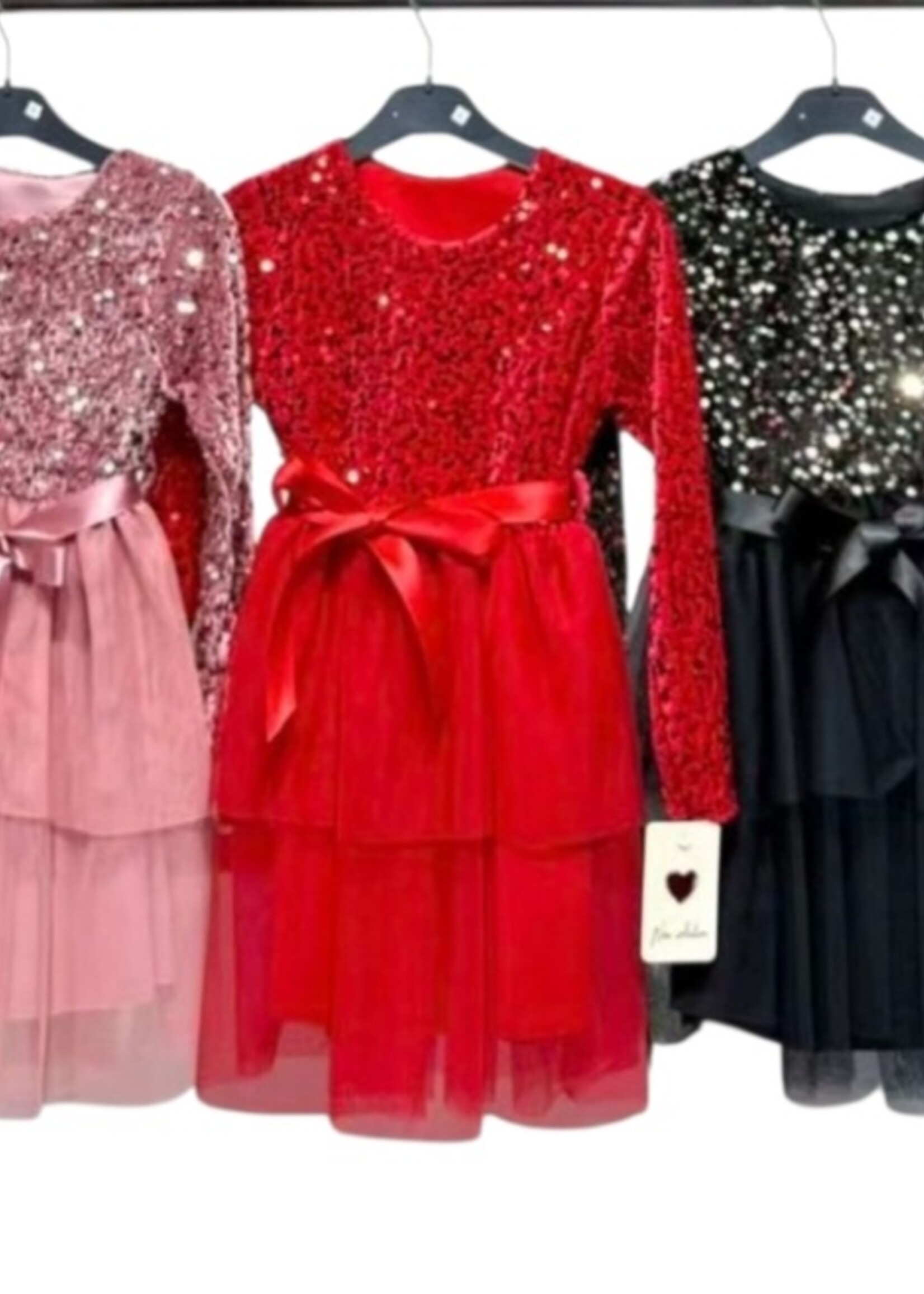 Glitter Bow Dress Bordeaux