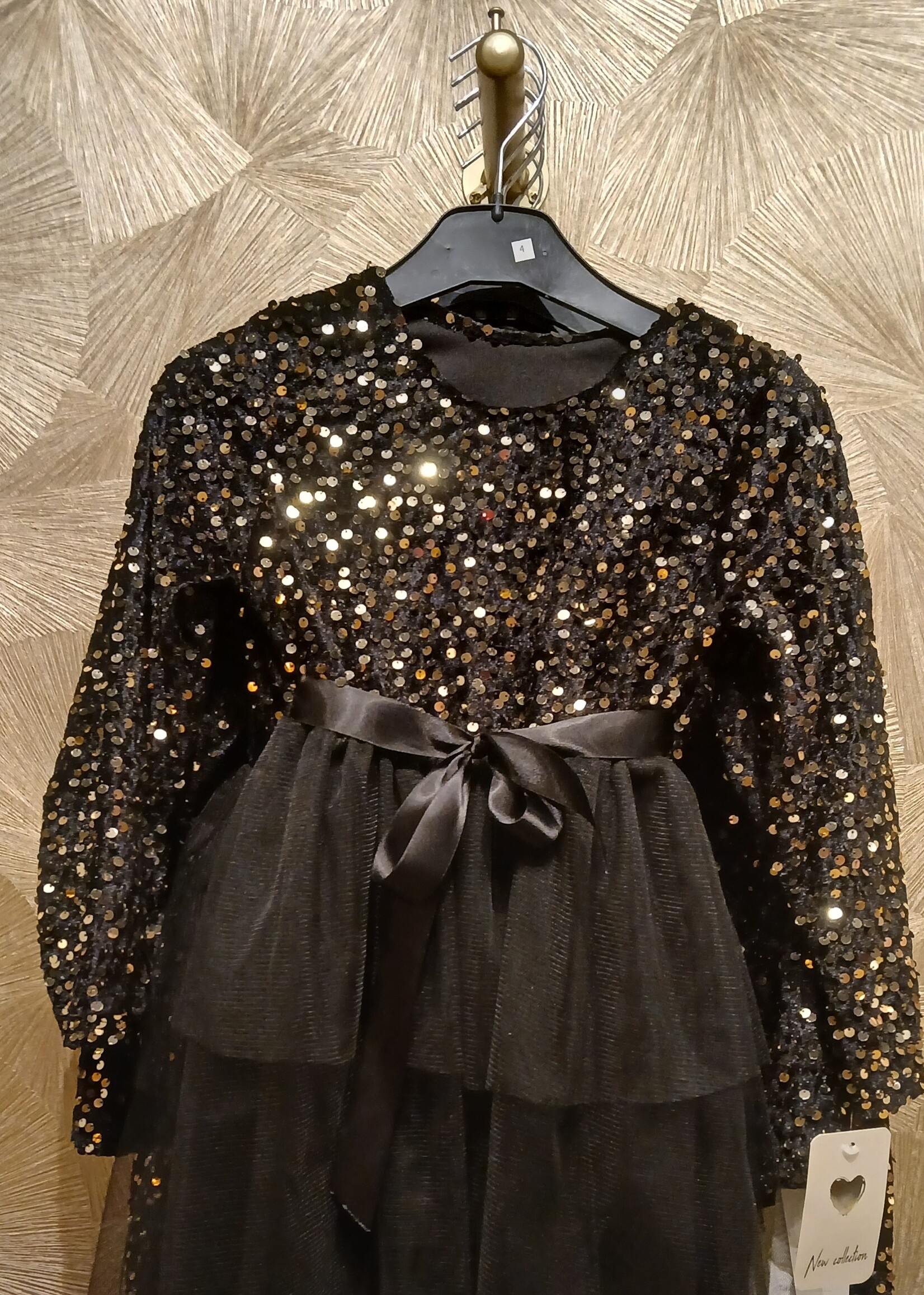 Glitter Bow Dress Black