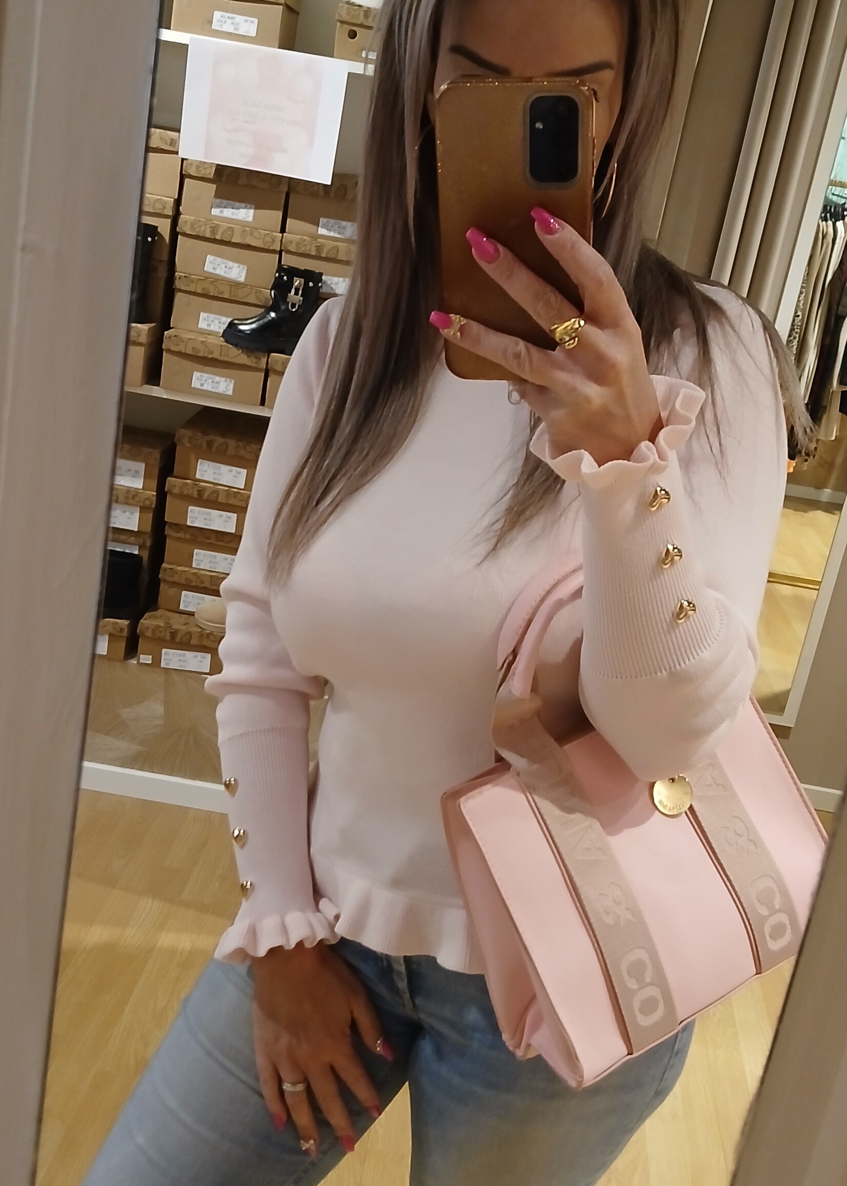 Ruffle Hearts Top Pink