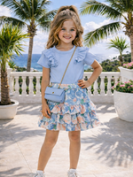 Emma Ruffle Skort Roses Blue