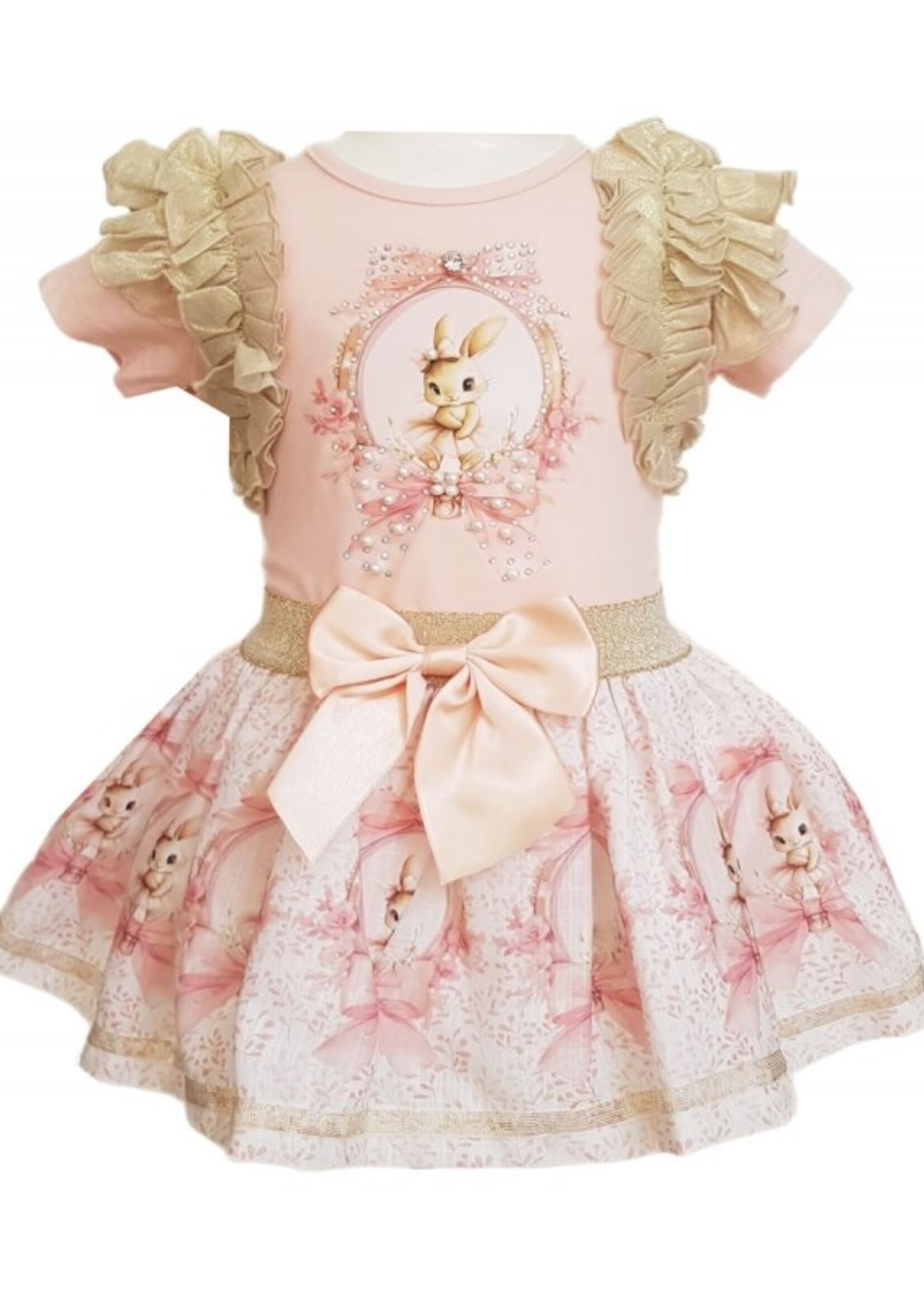 Luxury Bunny Bow Set Peach
