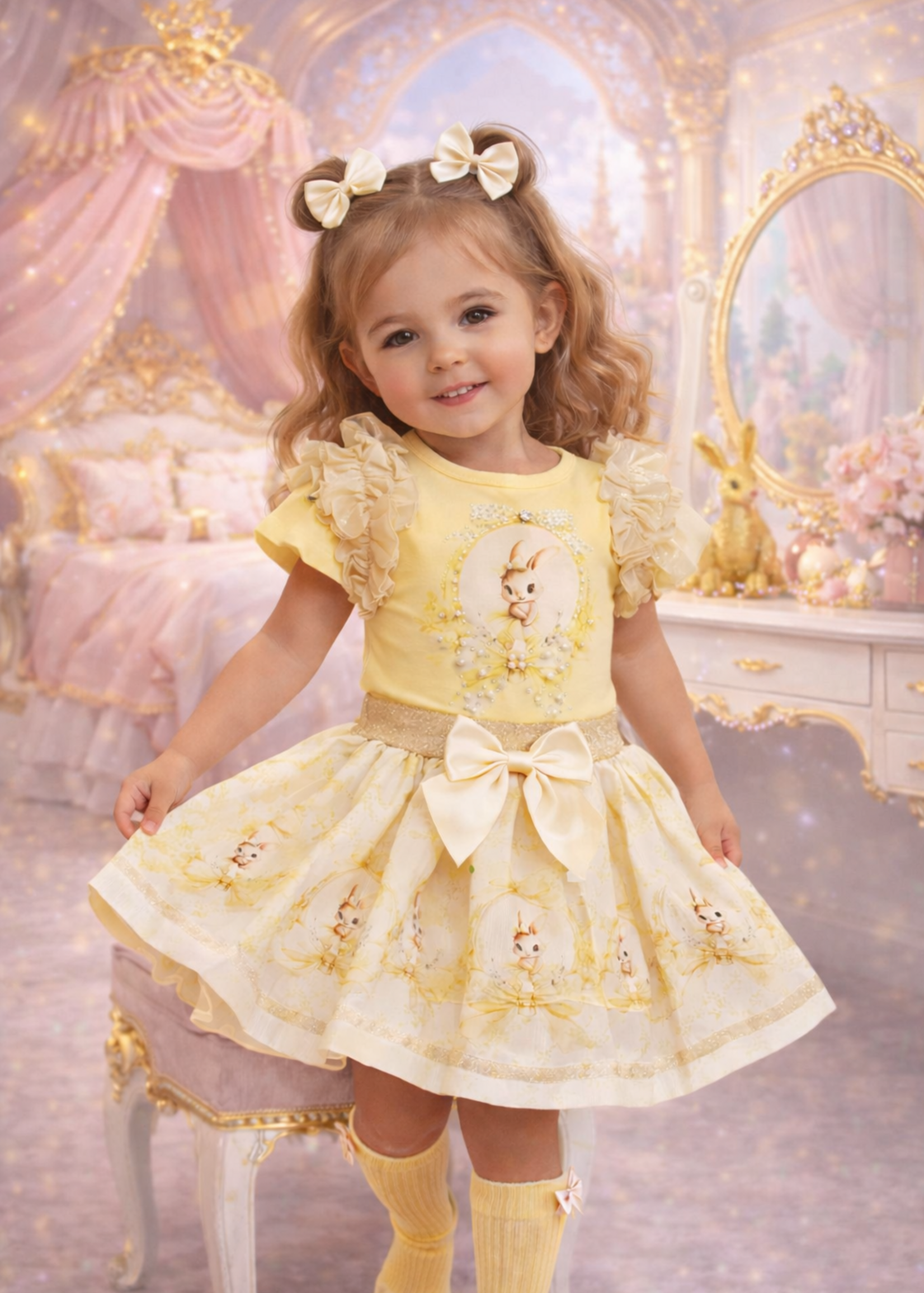Luxury Bunny Bow Set Yellow