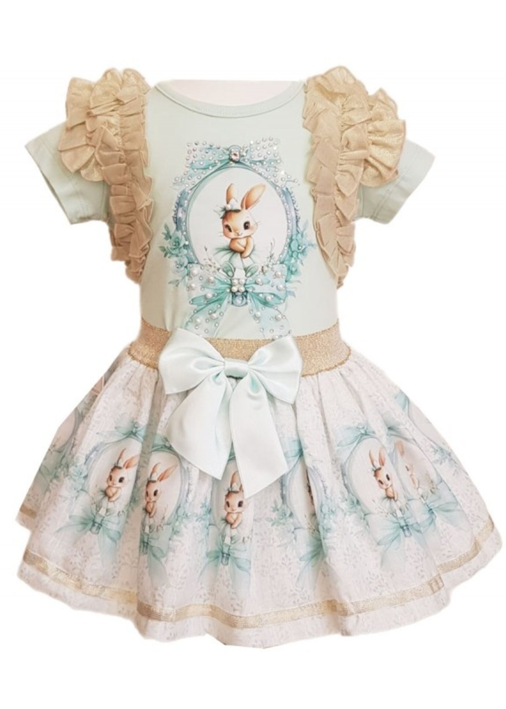 Luxury Bunny Bow set Mint/Blue