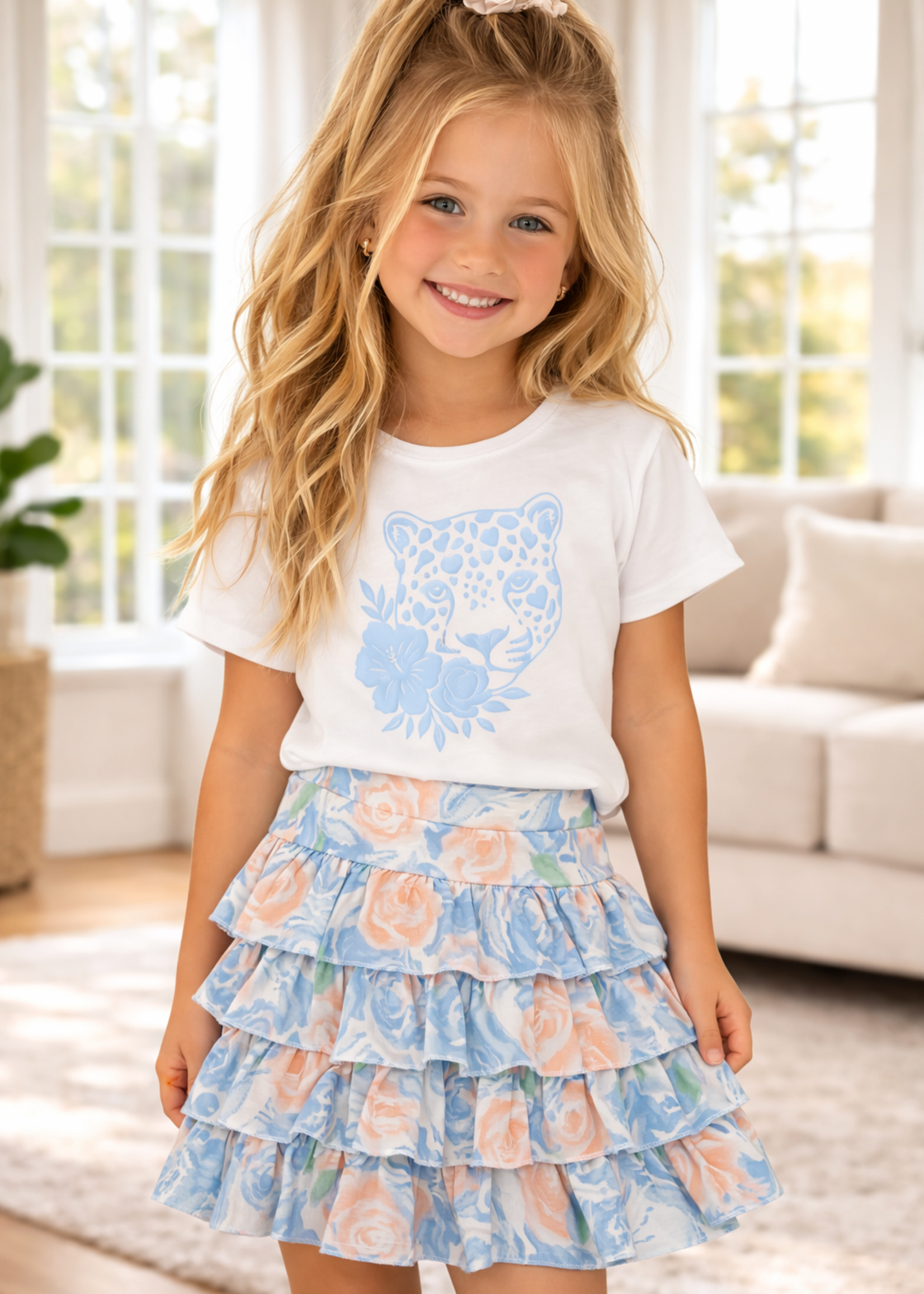 Leopard Head T-Shirt Blue