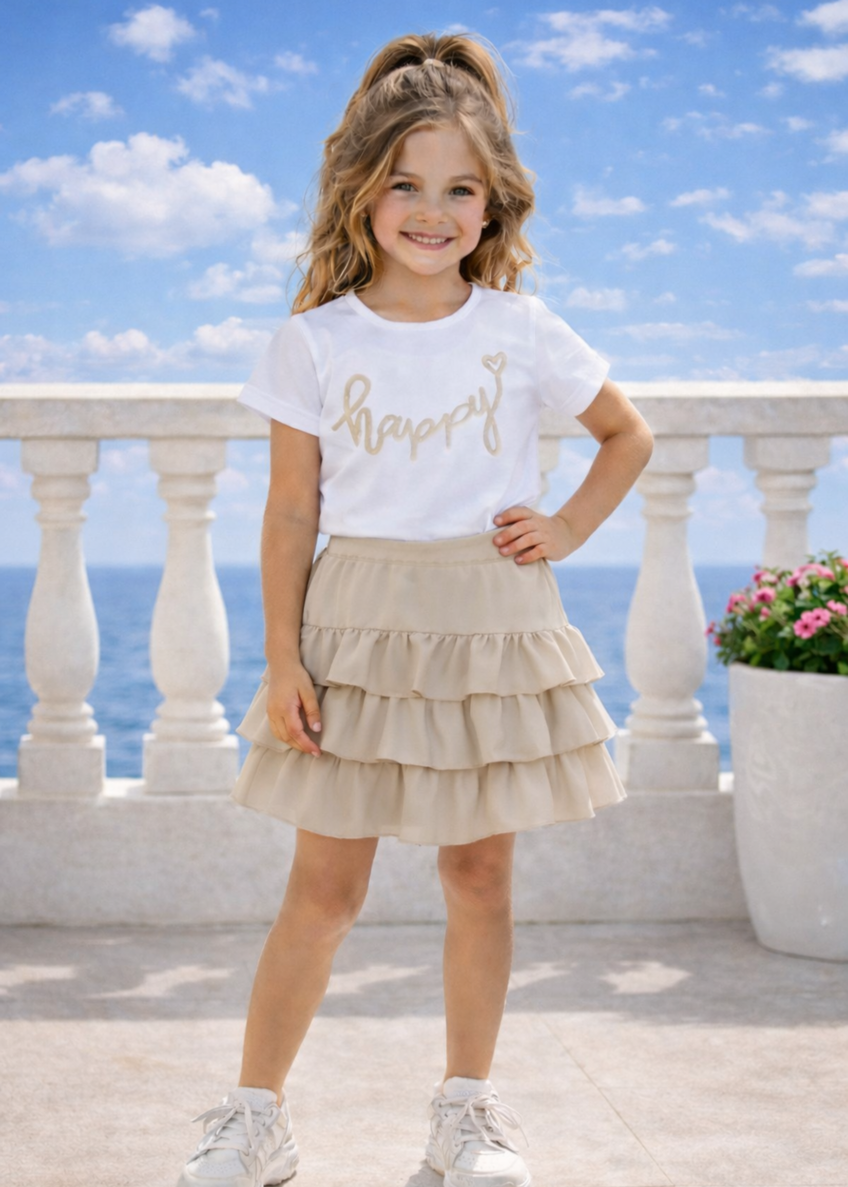 Emma Ruffle Skort Beige