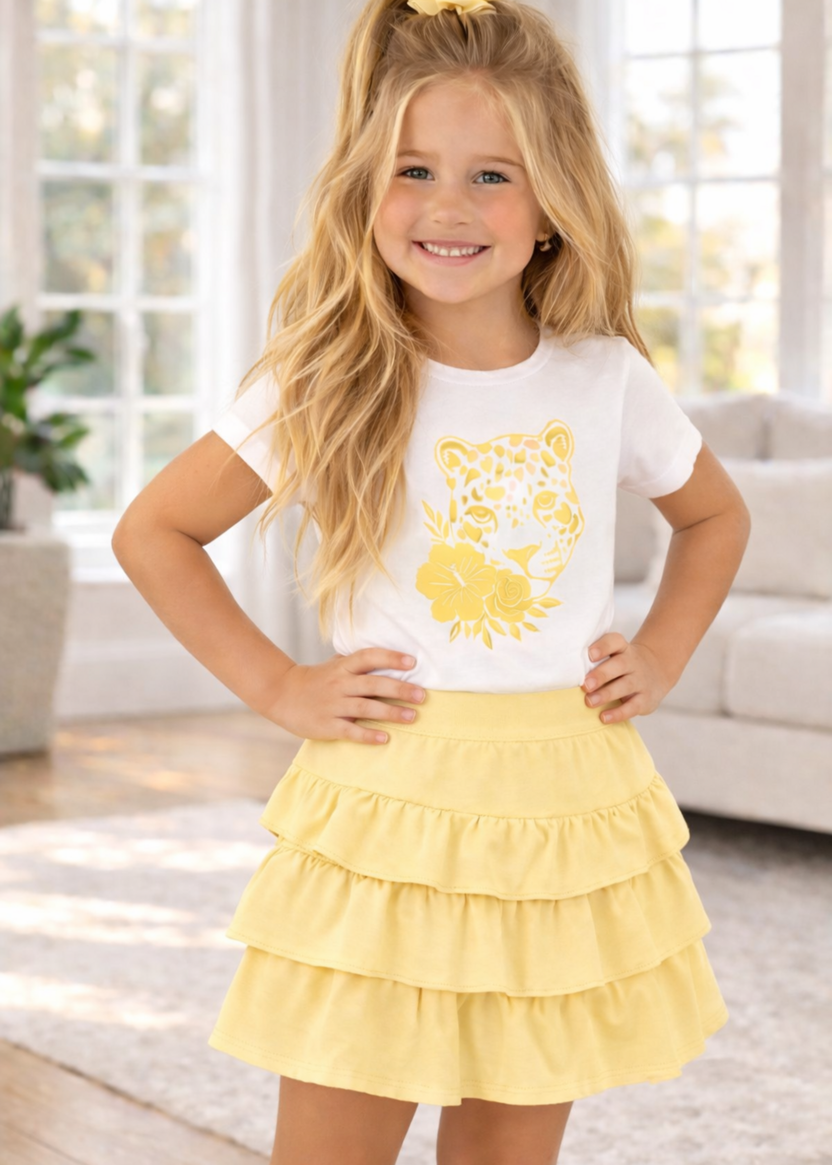 Leopard Head T-Shirt Yellow