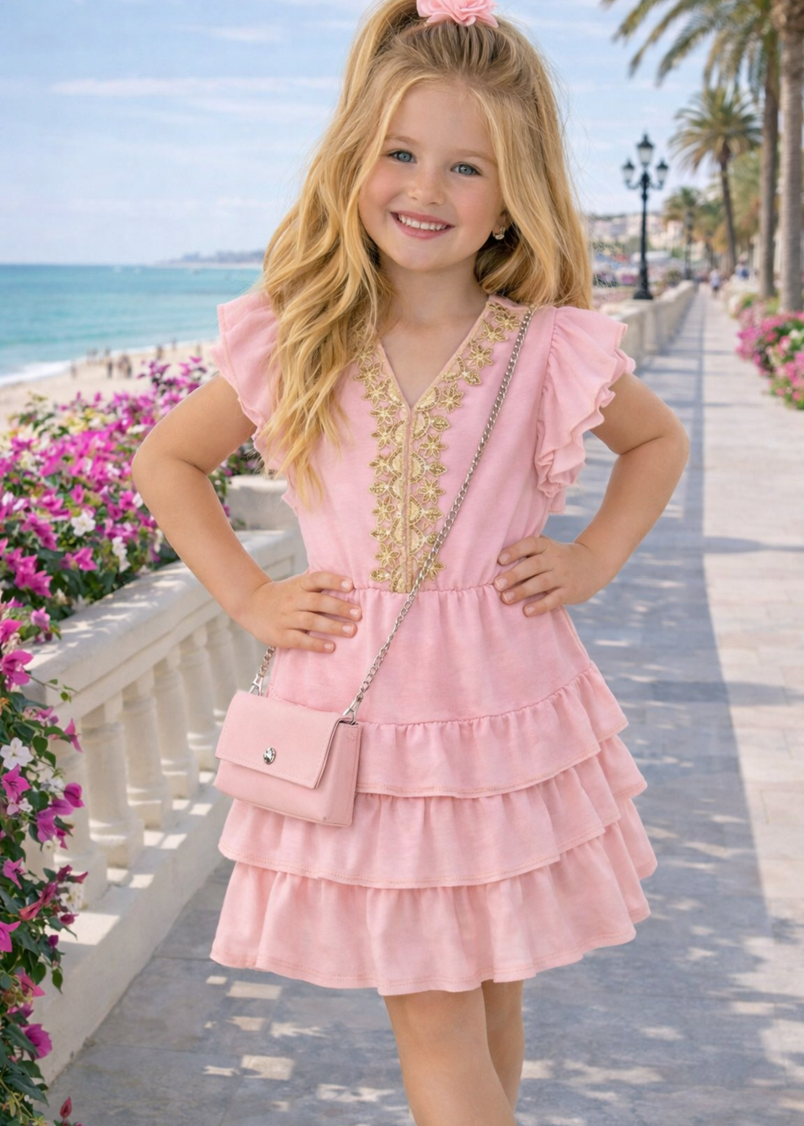 Gold Ibiza Dress Pink