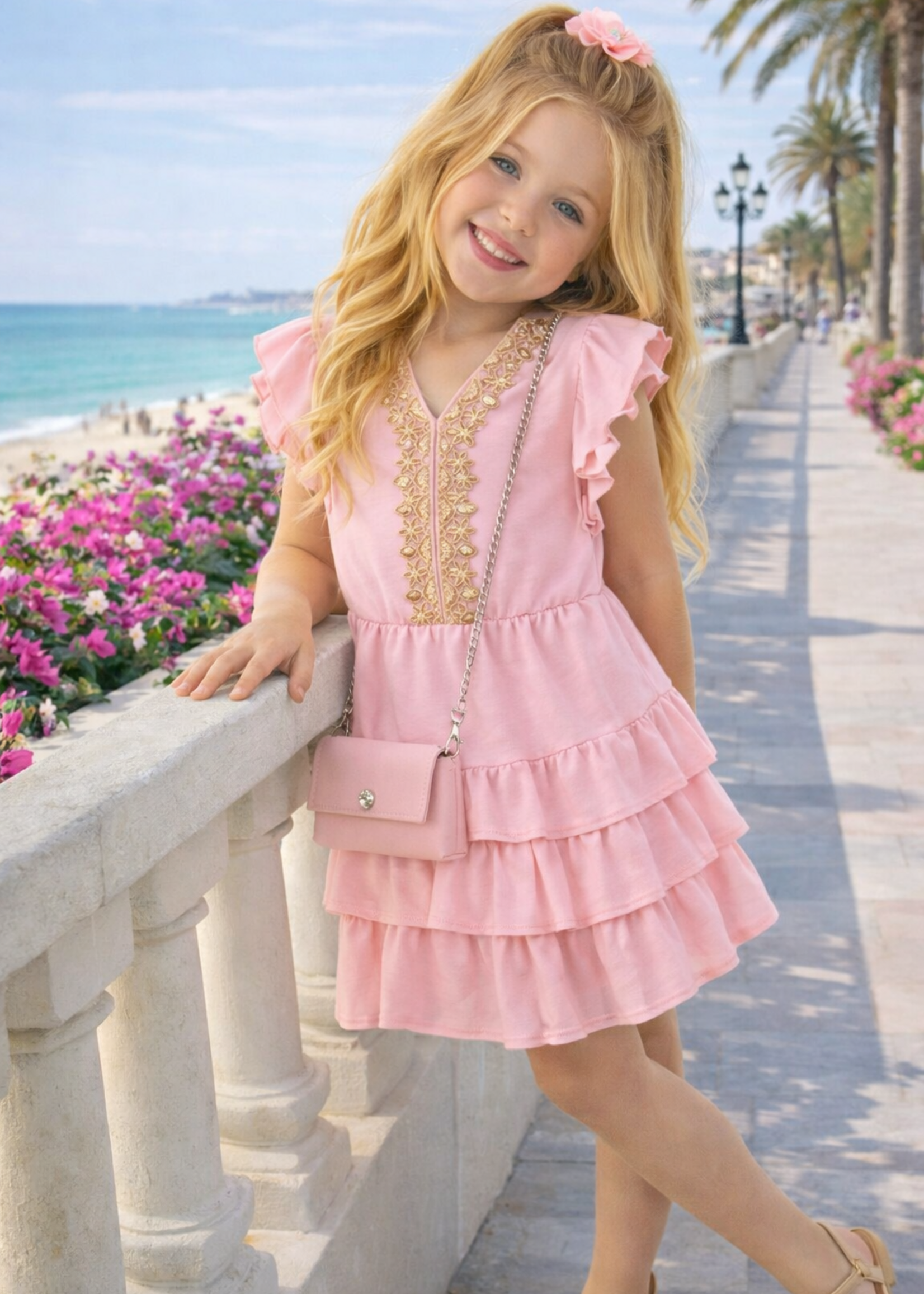 Gold Ibiza Dress Pink