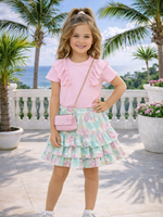 Emma Ruffle Roses Skort Mint/Pink