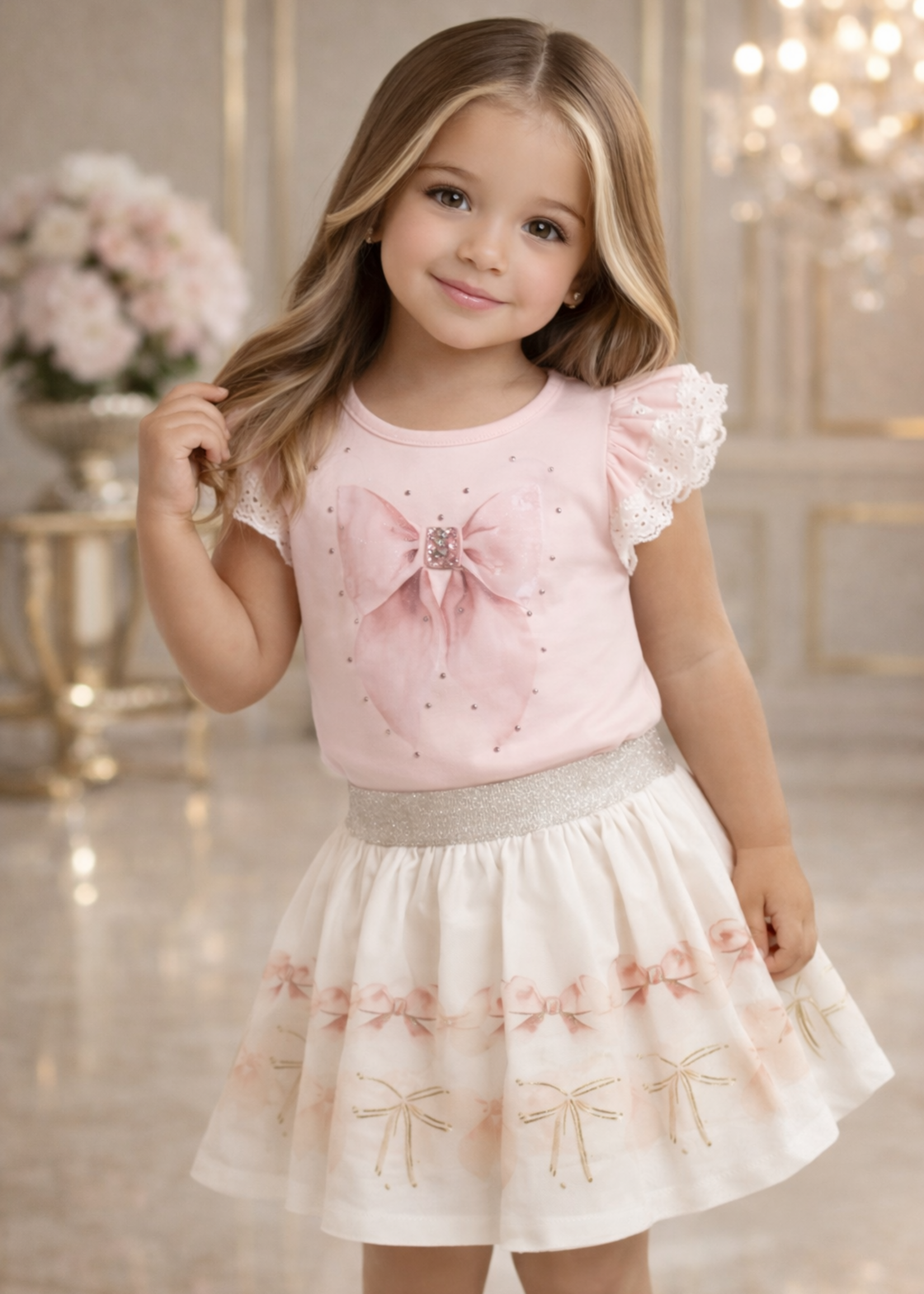 Luxury GlamourBow Set Pink/Peach