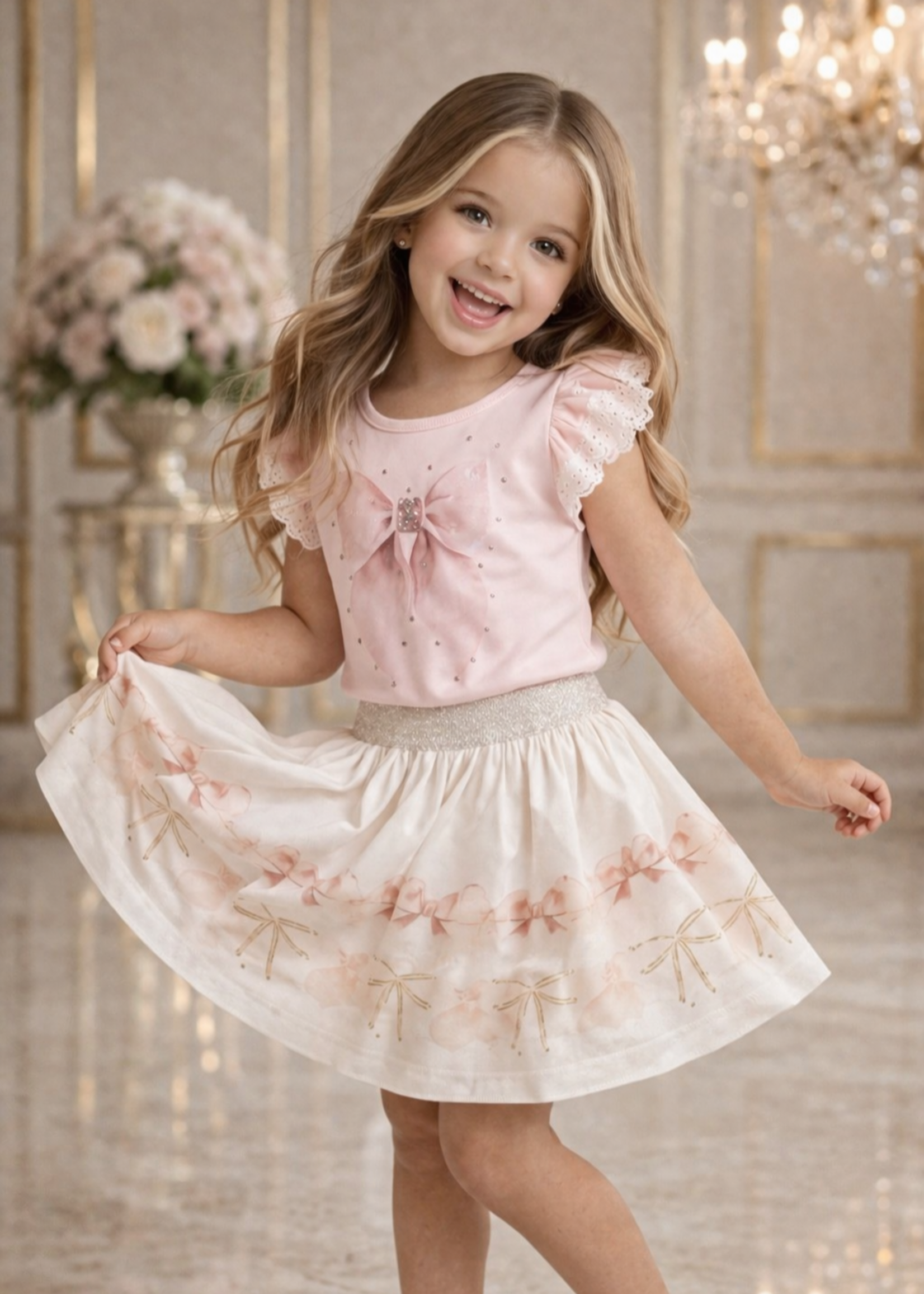 Luxury GlamourBow Set Pink/Peach