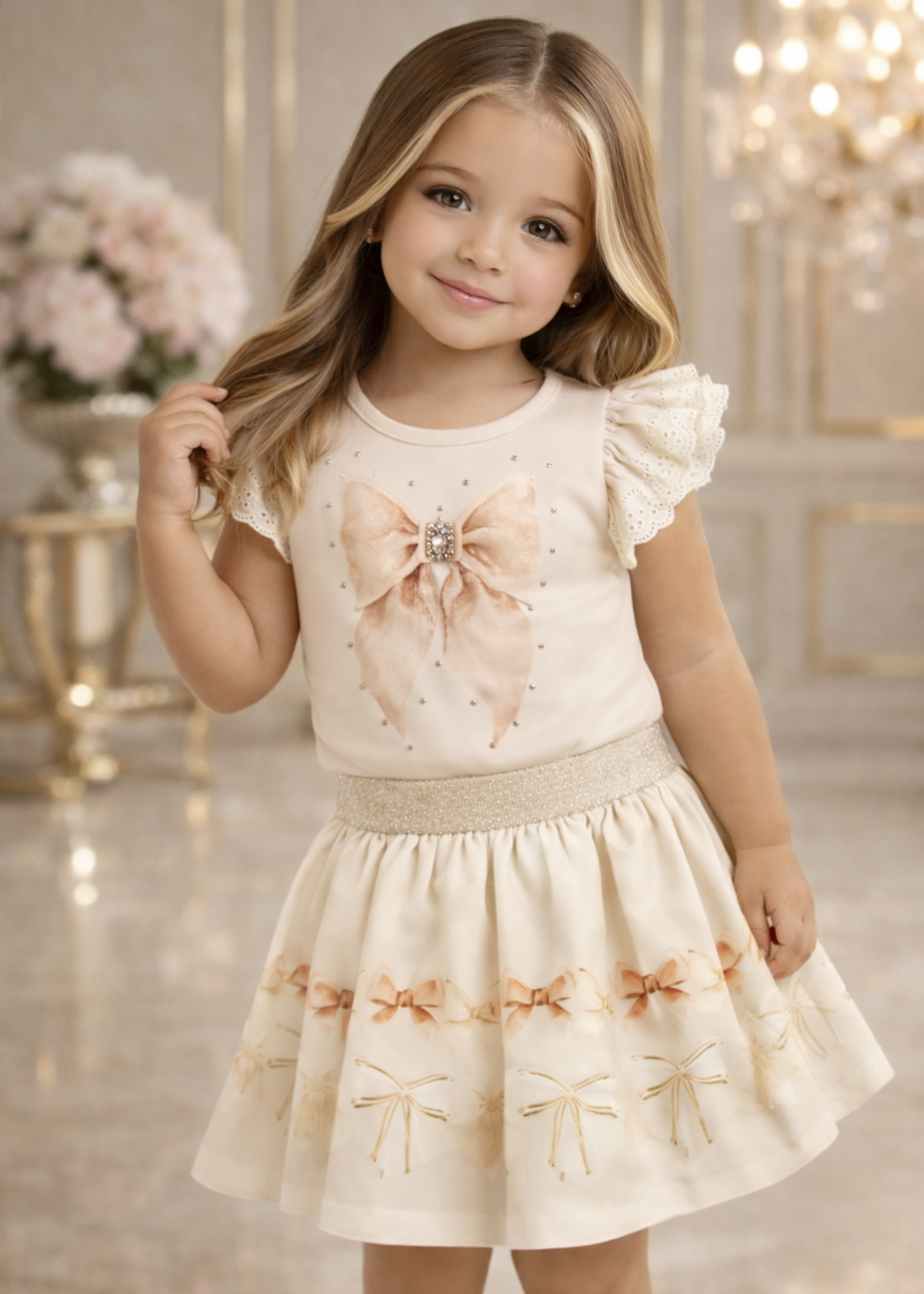 Luxury GlamourBow Set Beige/Champagne