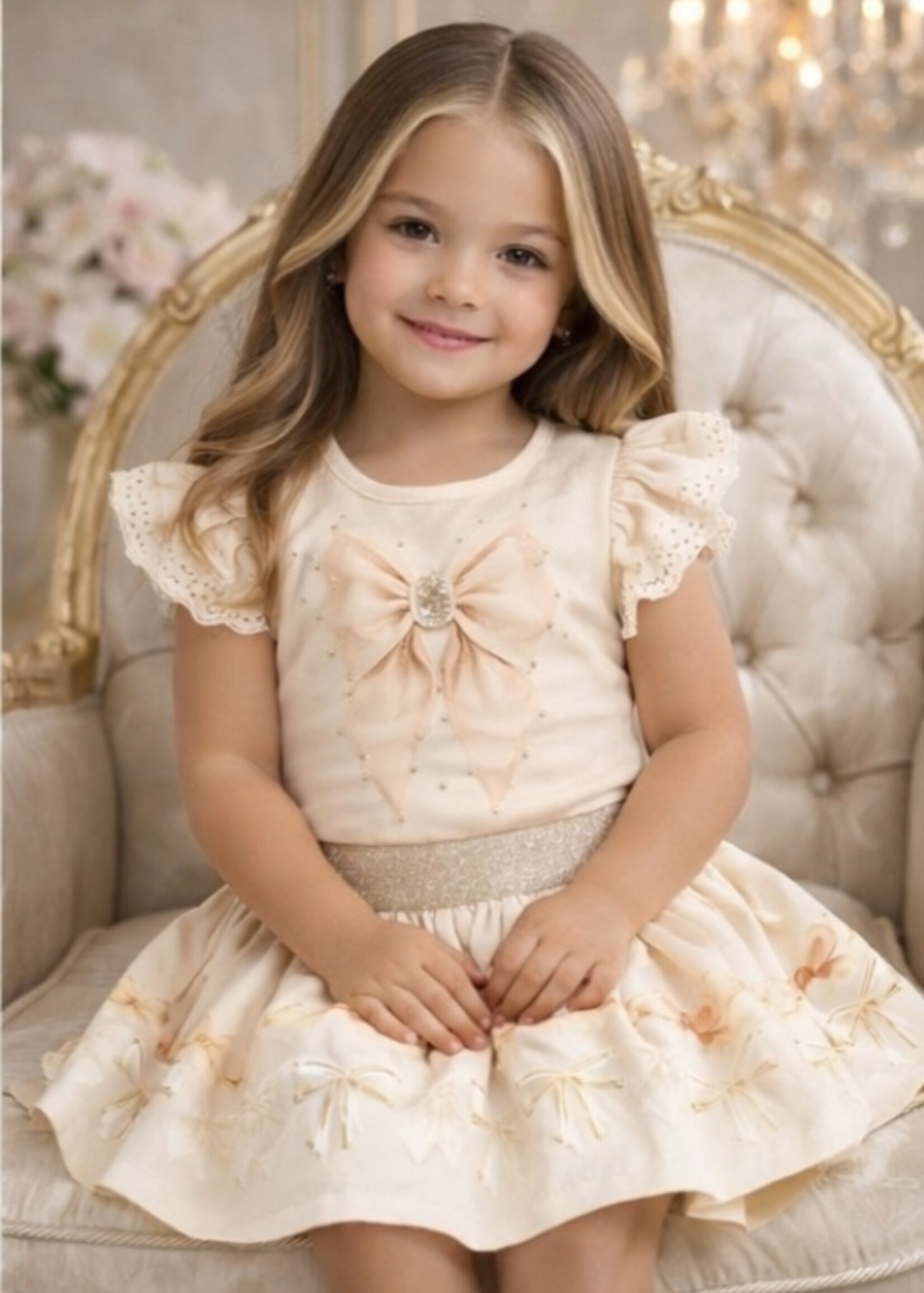 Luxury GlamourBow Set Beige/Champagne