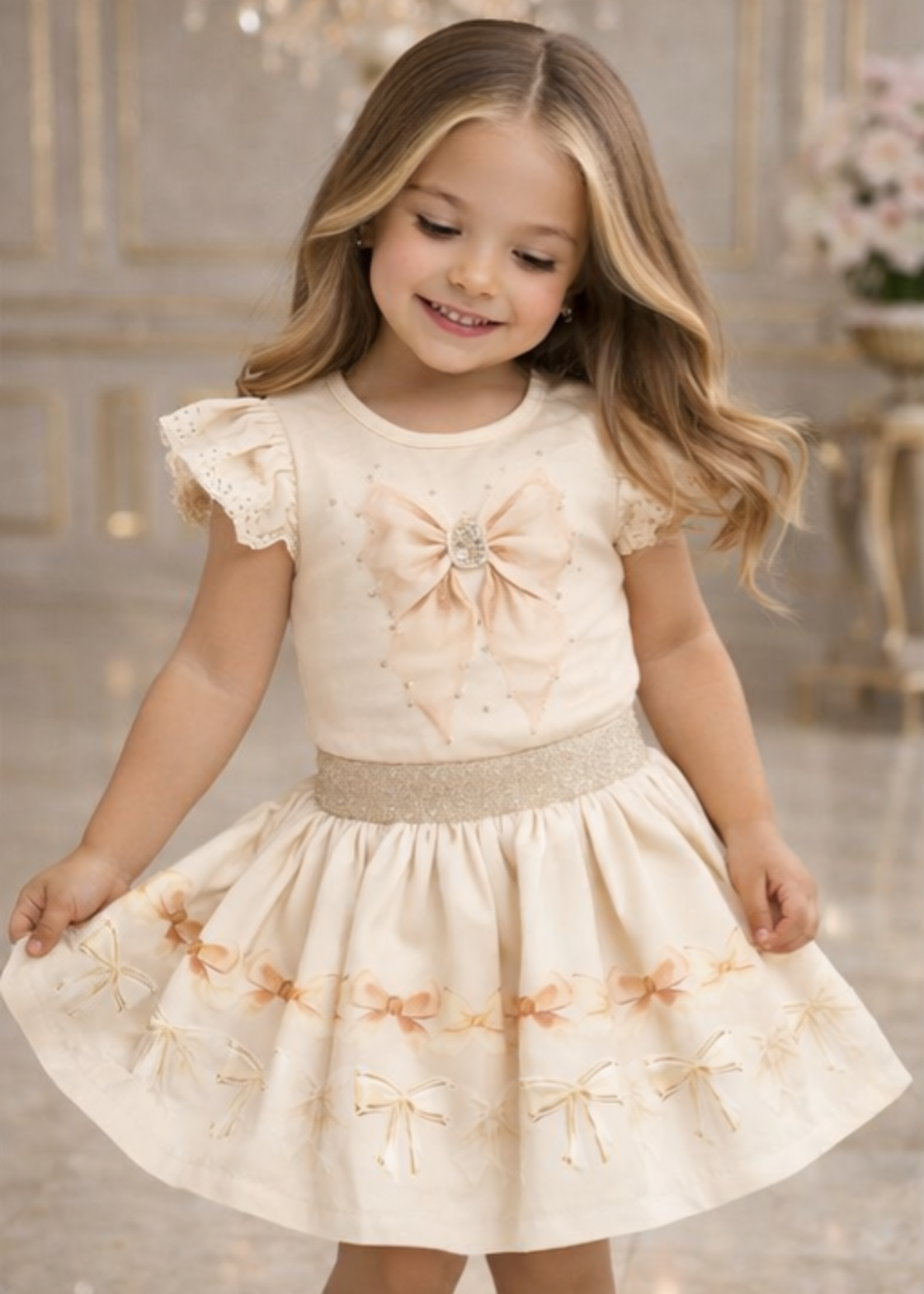 Luxury GlamourBow Set Beige/Champagne