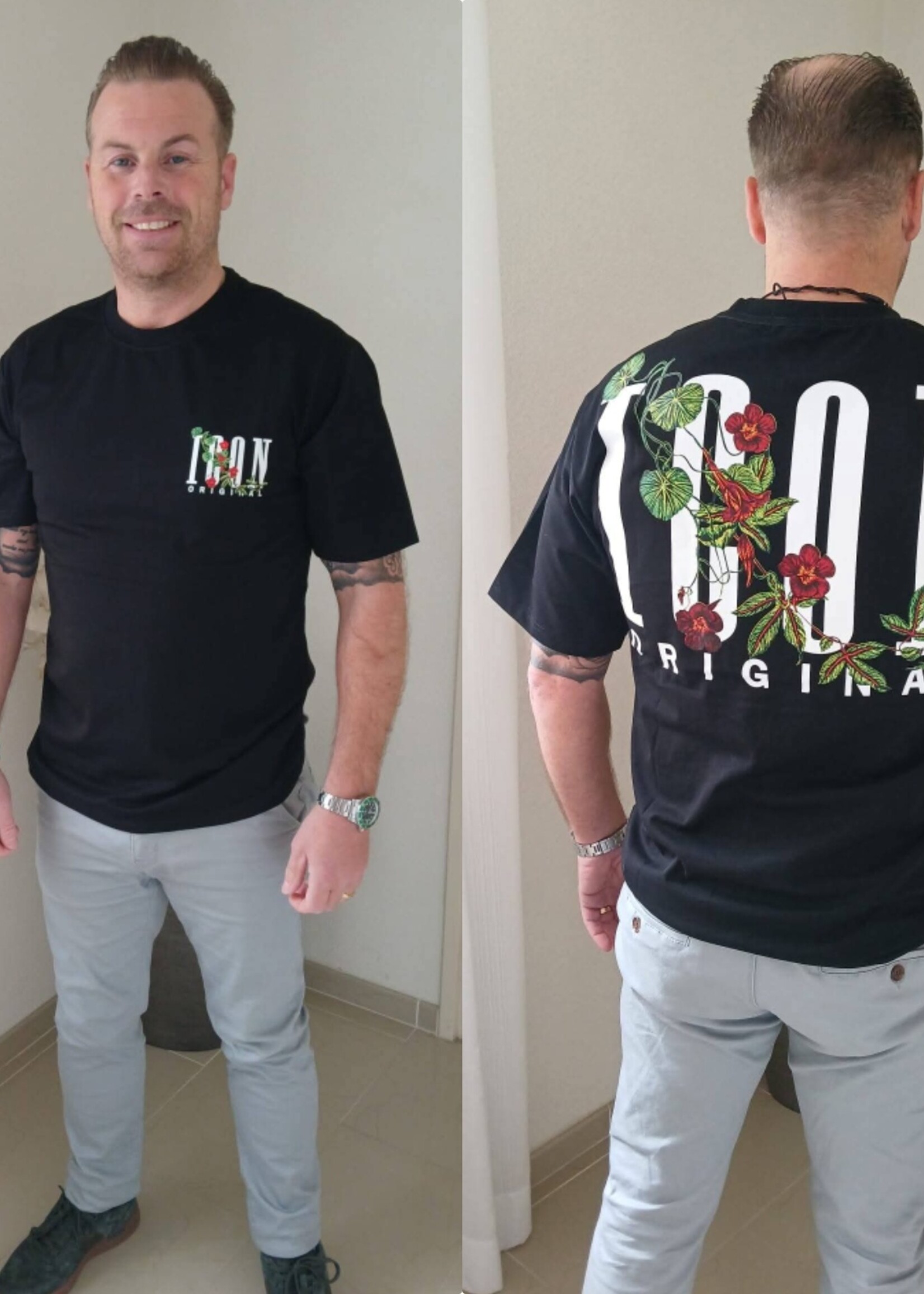 Men Icon Floral Black