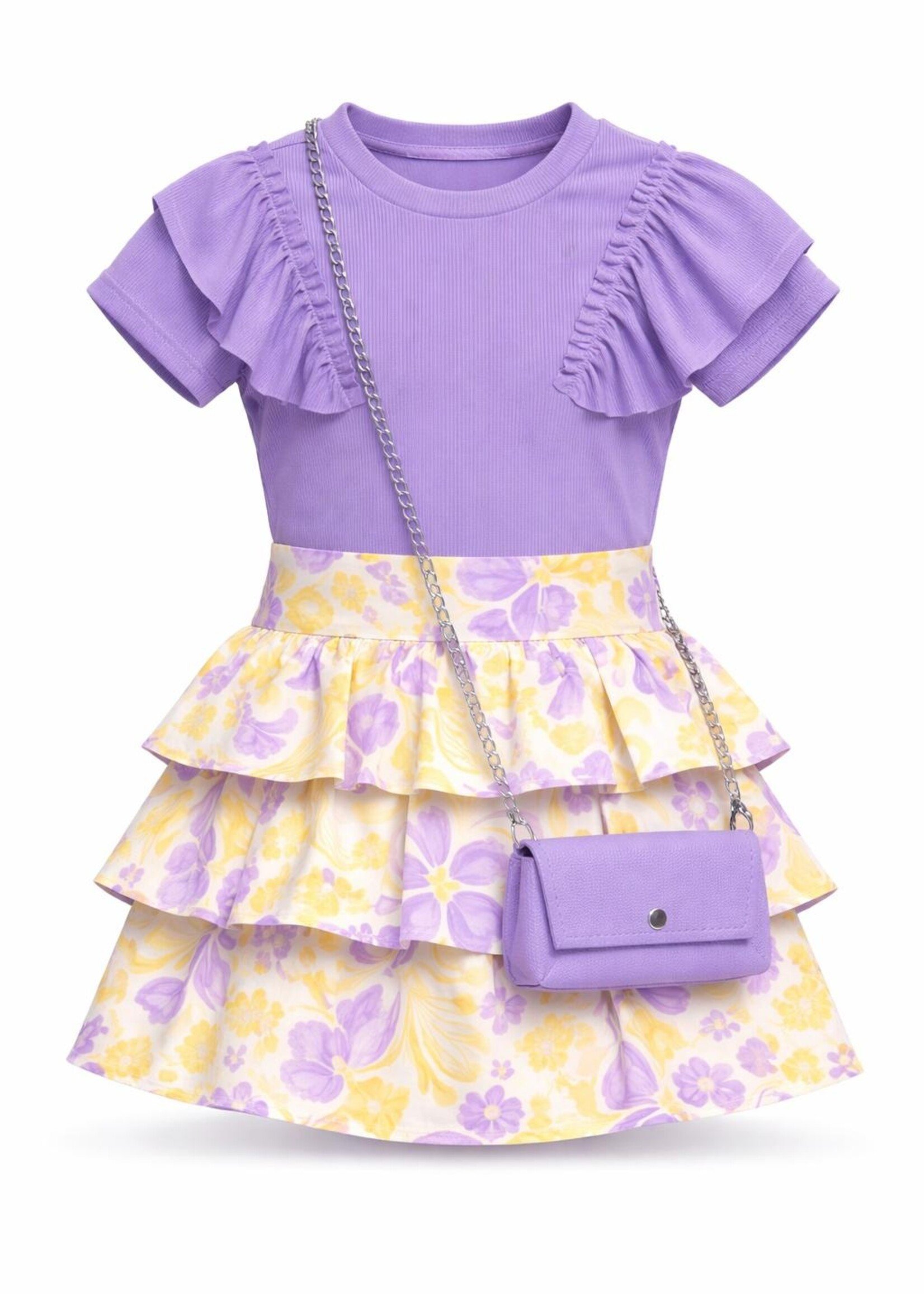 Hawai Ruffle Skort Lila/Geel