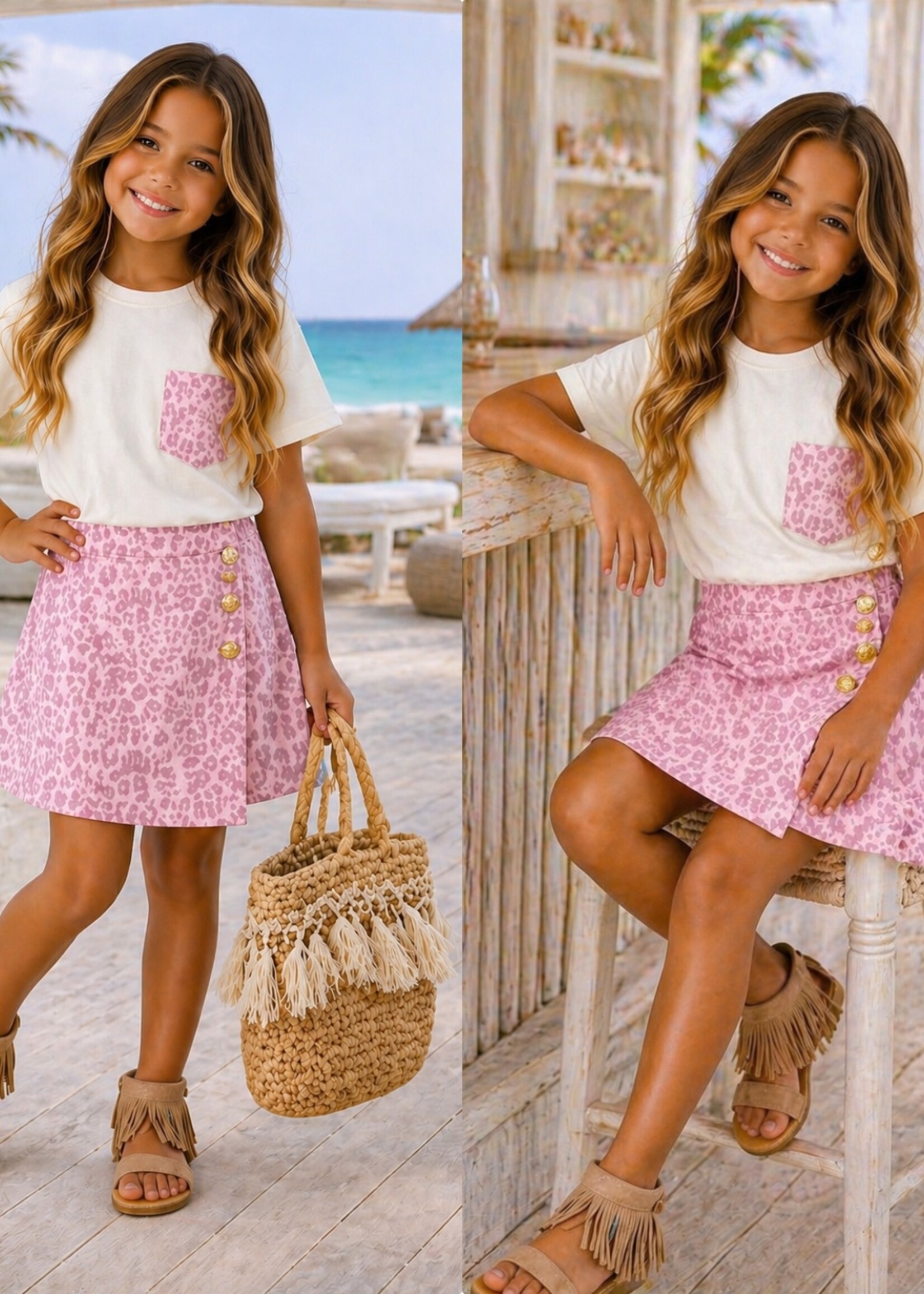 Wild Leopard Skort Set Pink