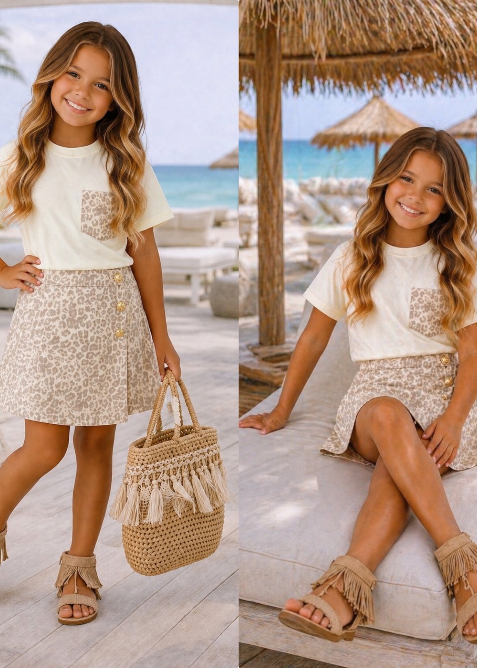 Wild Leopard Skort Set Beige