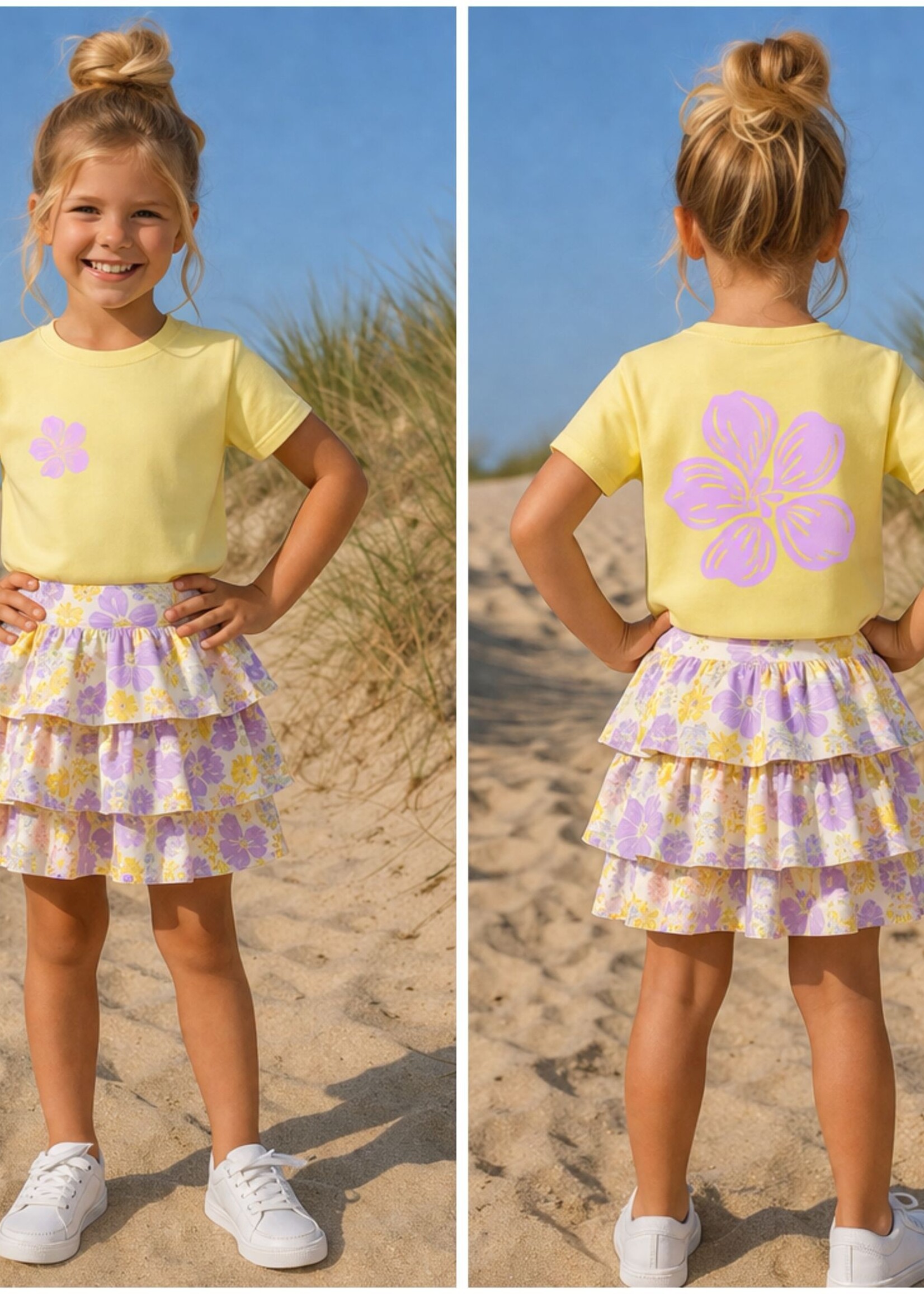 Hawai Flower Shirt Yellow/ Lila