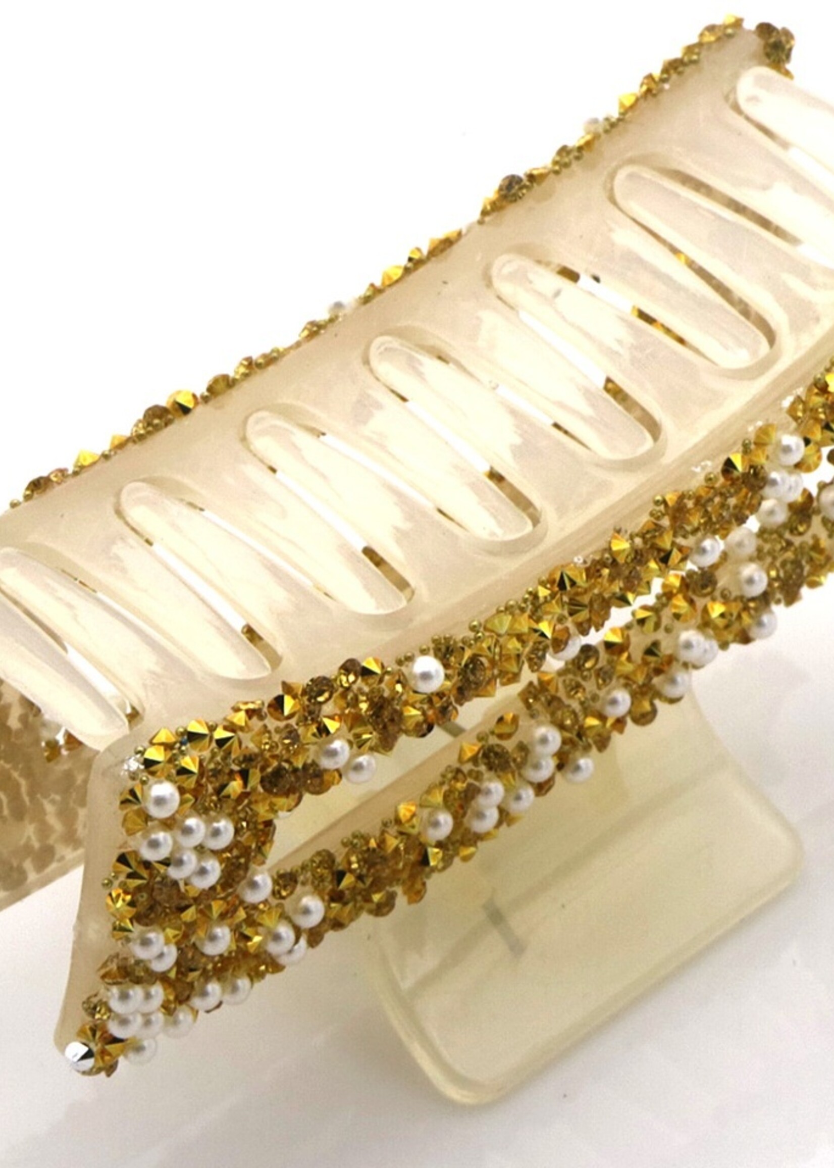 Haarklem Glitter Pearls Gold