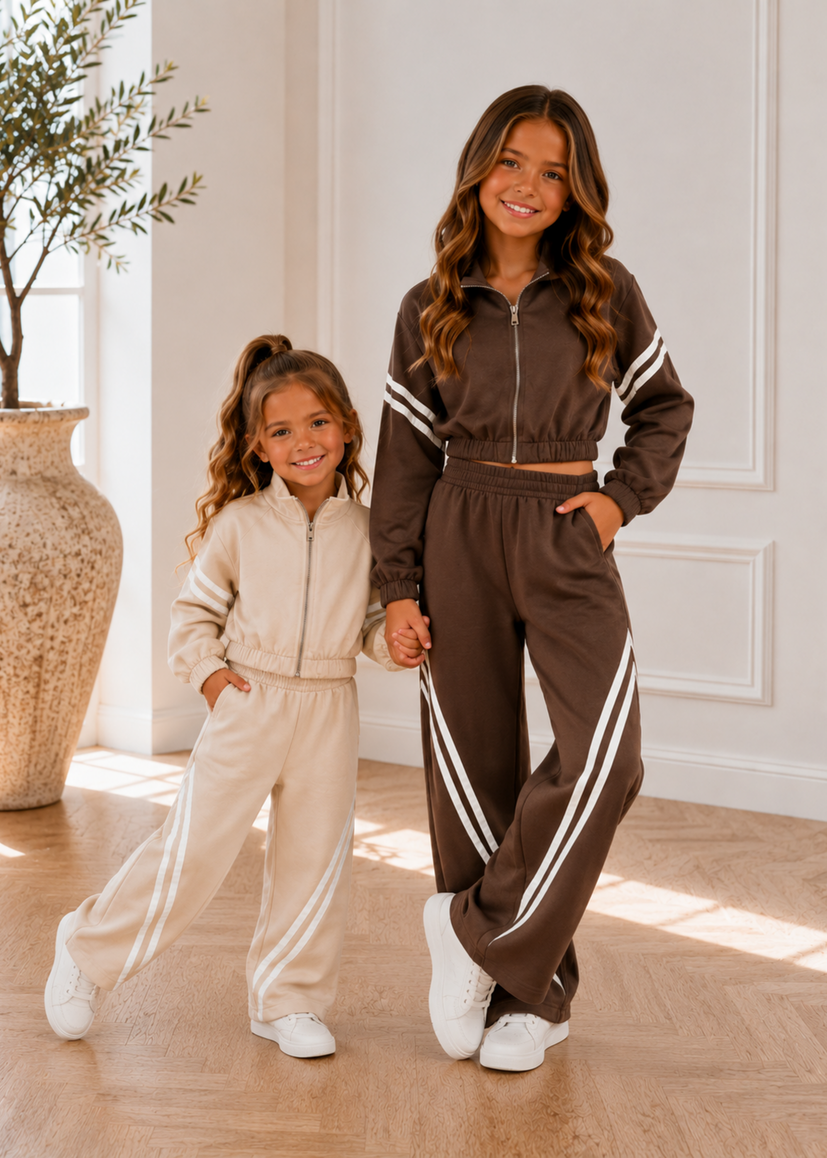 Sporty Stripe Set Beige