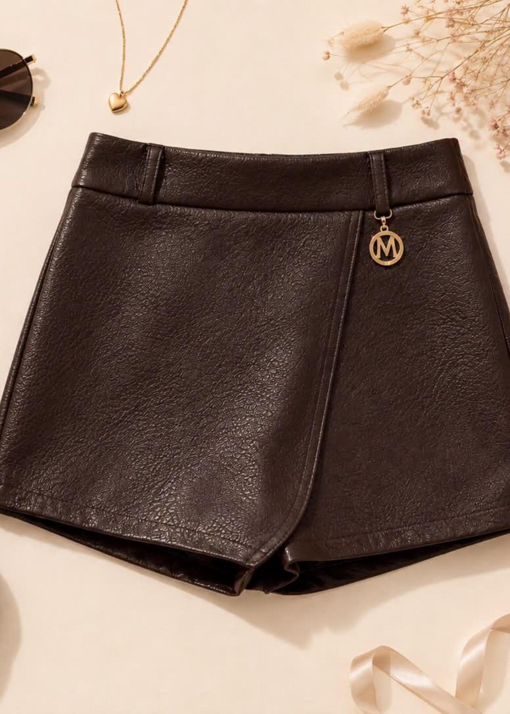 Luxe Leather Skort Choco