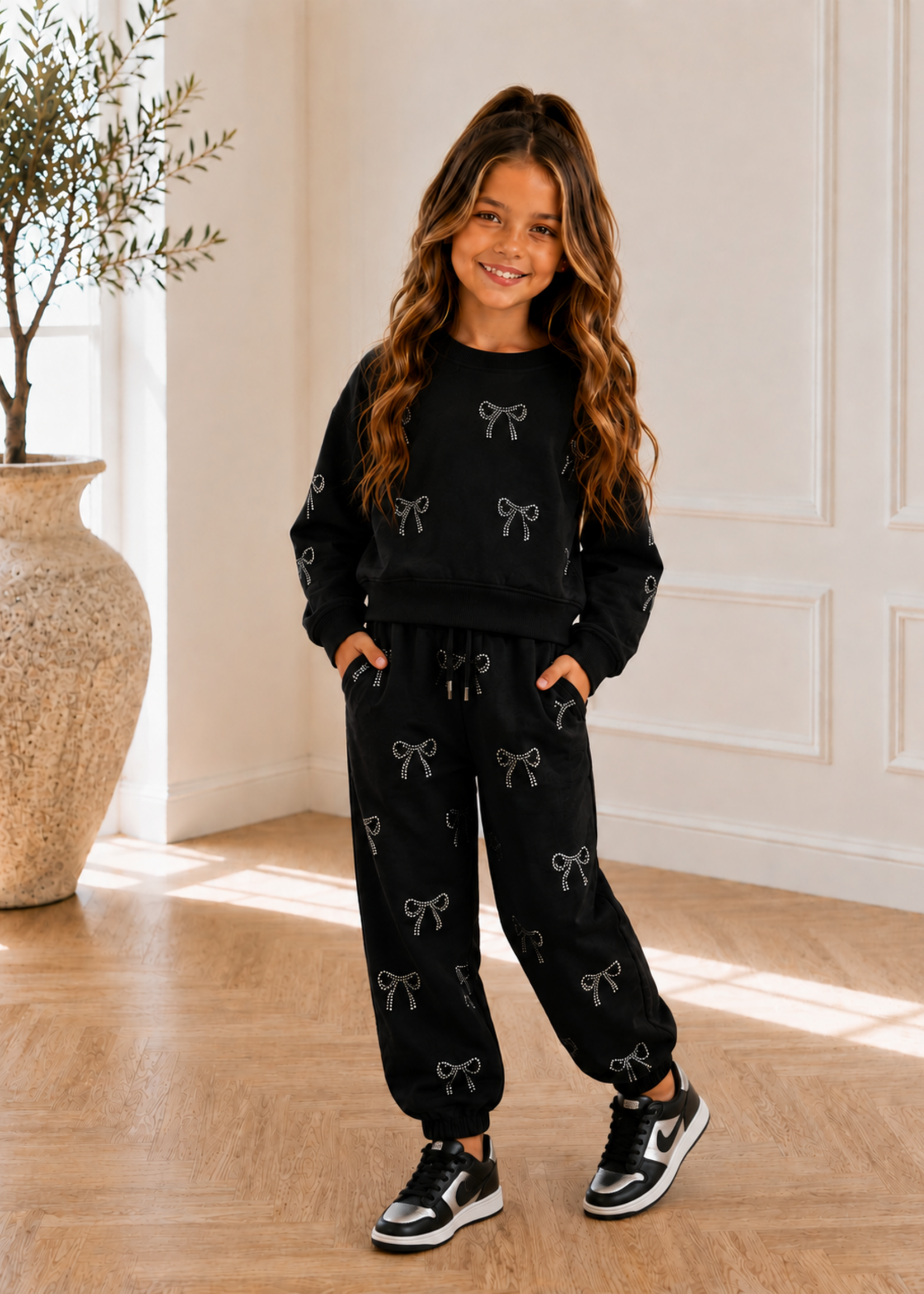 Sparkle Bow Comfy Set Black
