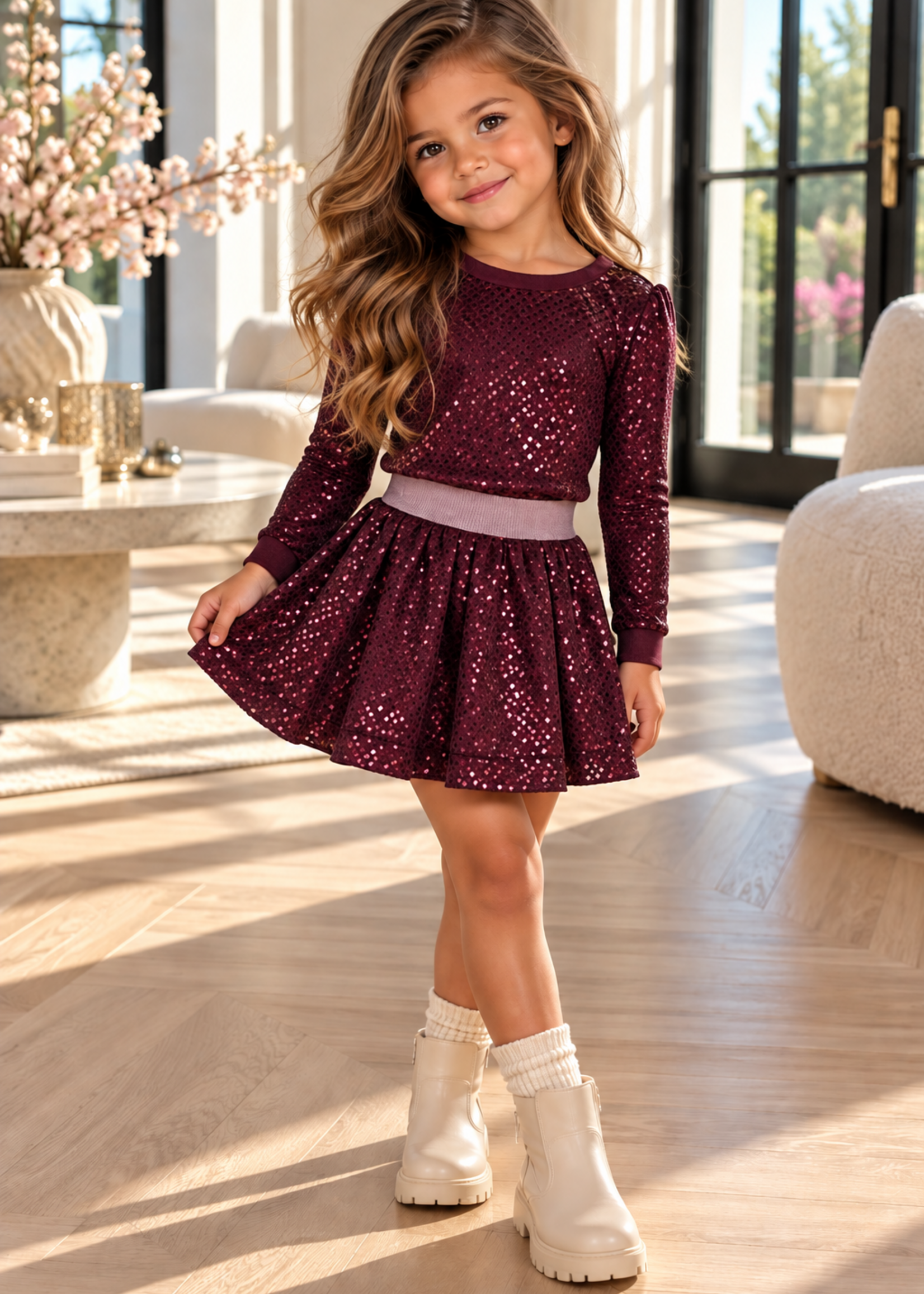 Jubel Sparkle Top Burgundy