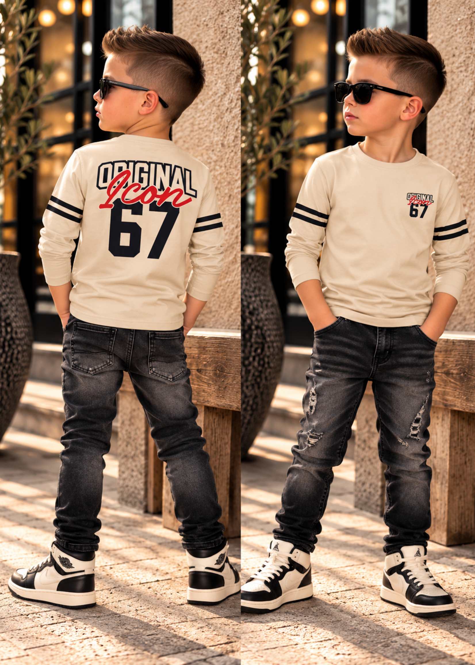 Icon Stripe 67 Longsleeve Beige Levertijd 13 okt