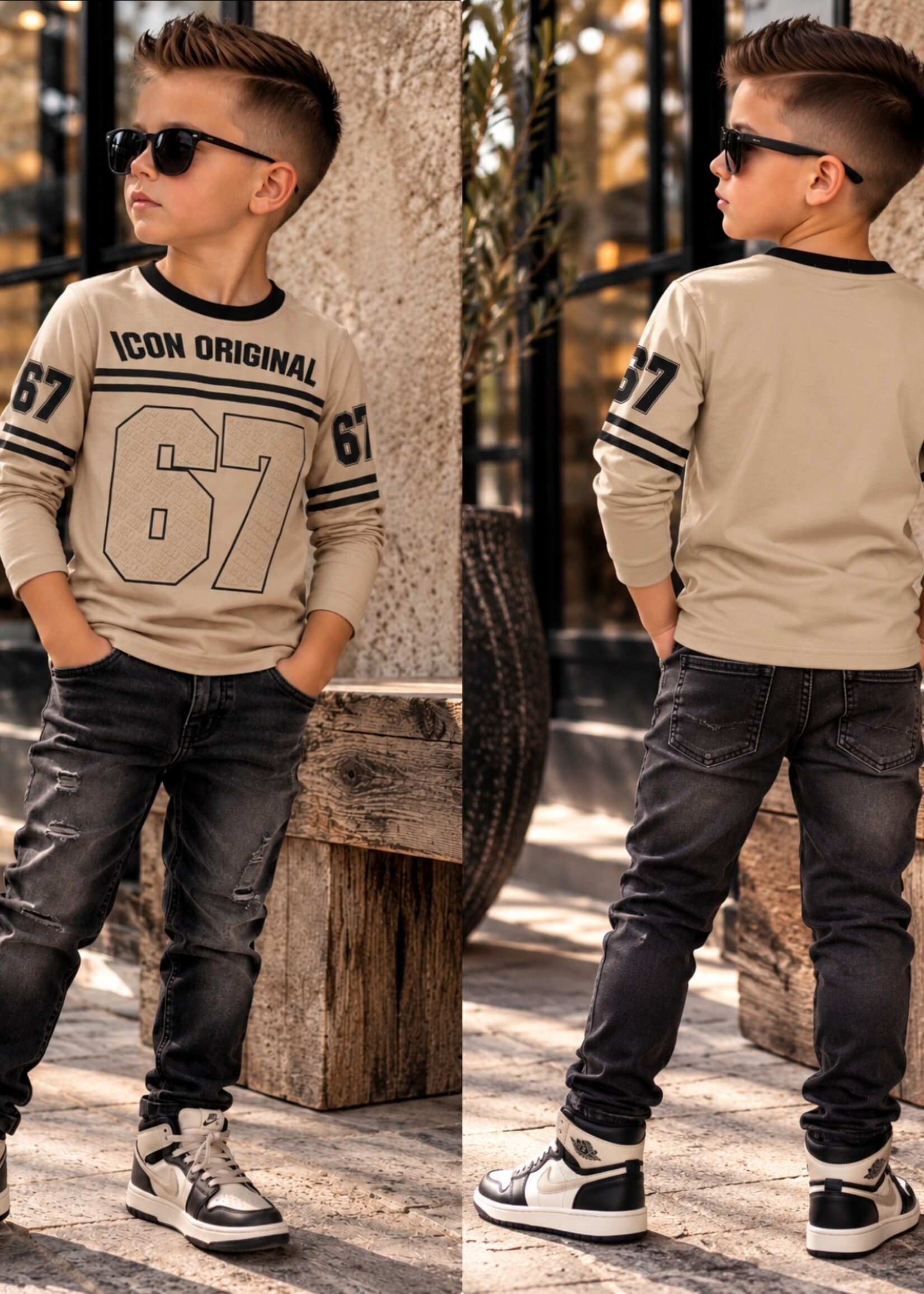 Icon 3D Printed 67 Longsleeve Beige