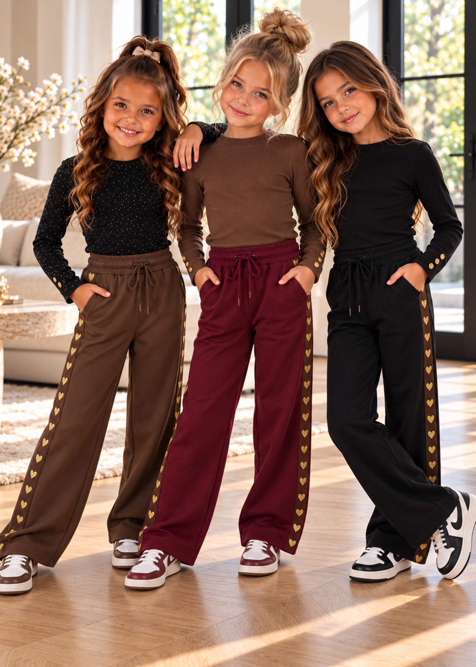 Golden Hearts Pants Black