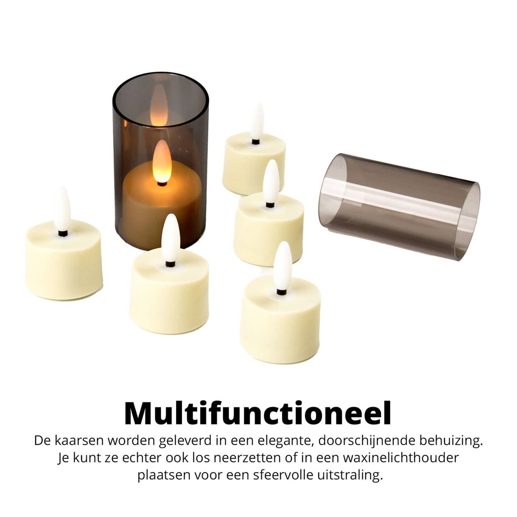 FlinQ FlinQ Oplaadbare LED Theelichtjes - Waxinelichtjes - Dimbaar met 4 Lichtstanden en Timer
