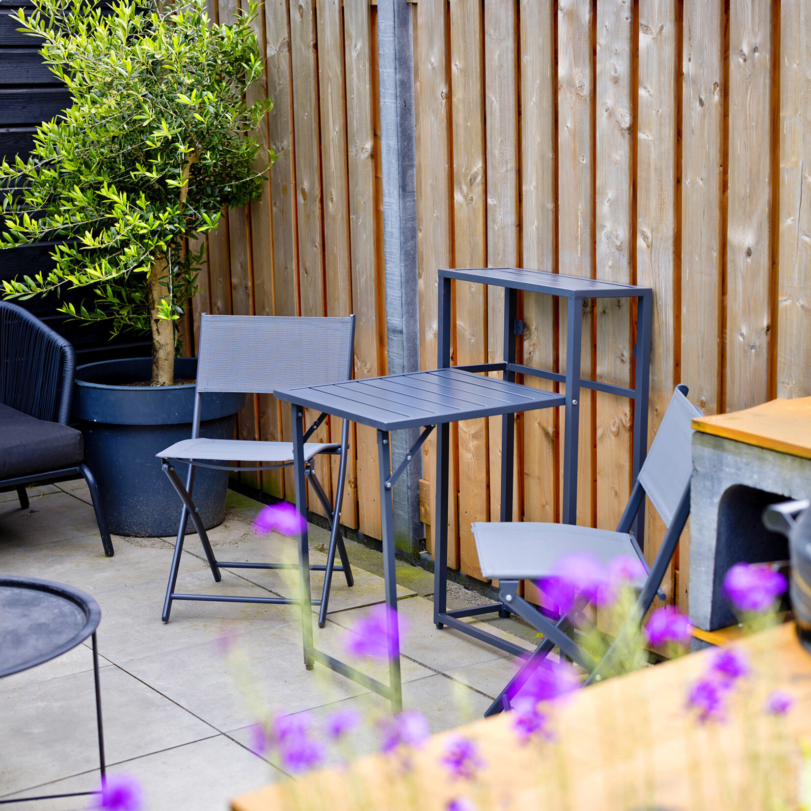 QLT No Less QLT 3-Delige Bistroset Opvouwbaar – Stalen Terras- en Balkonset 2 Personen