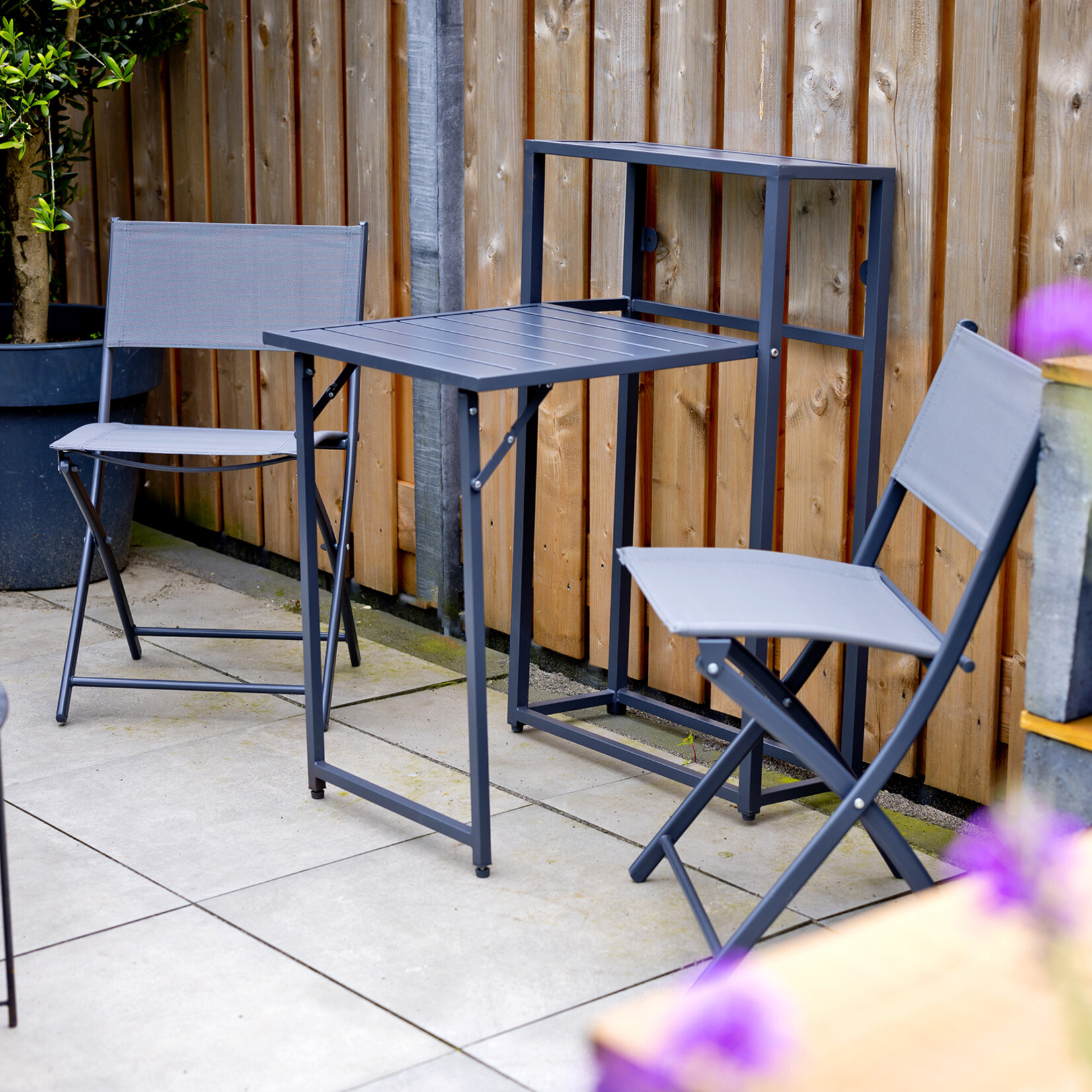 QLT No Less QLT 3-Delige Bistroset Opvouwbaar – Stalen Terras- en Balkonset 2 Personen