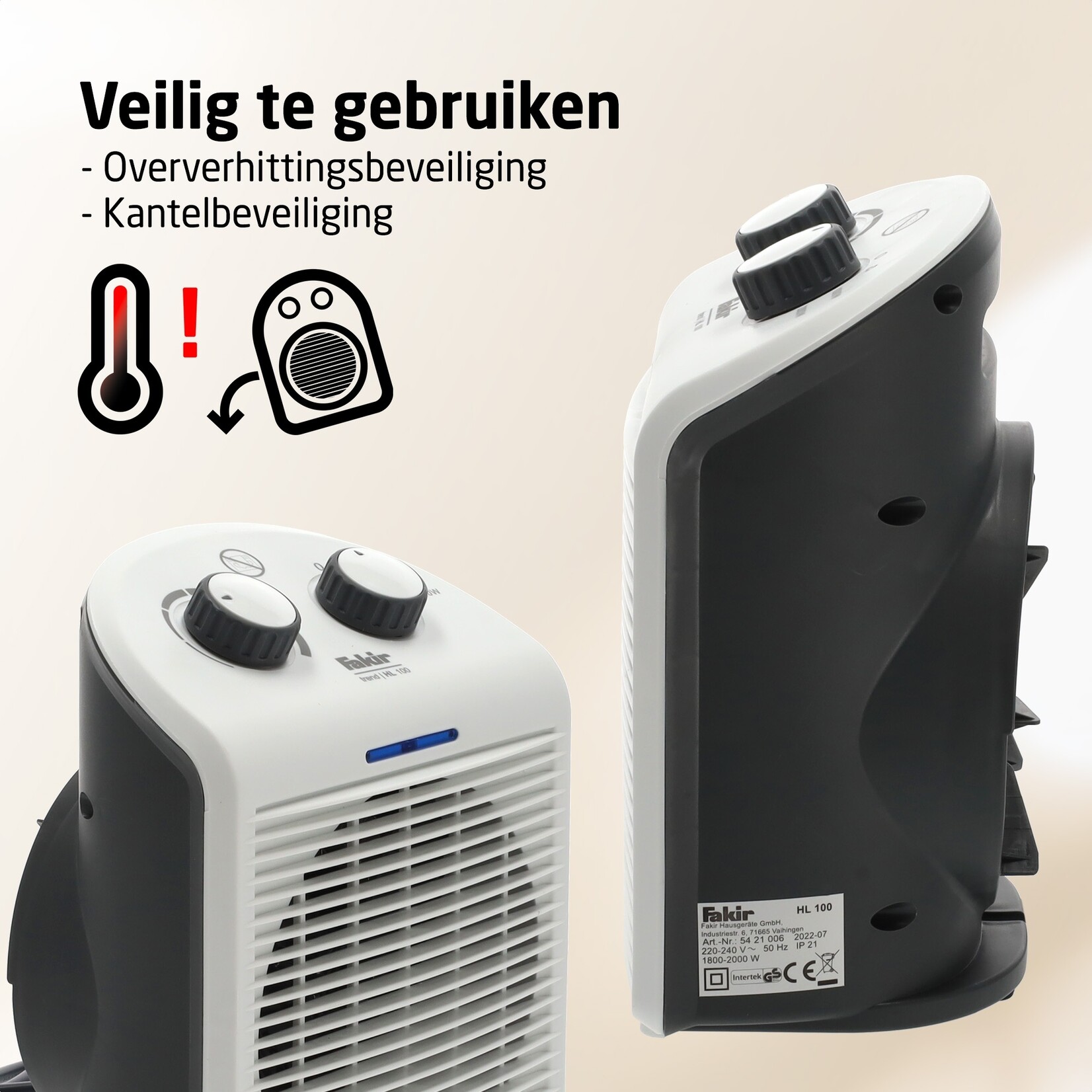 Fakir Fakir HL100 Compacte Elektrische Kachel - Verwarming met Ventilator