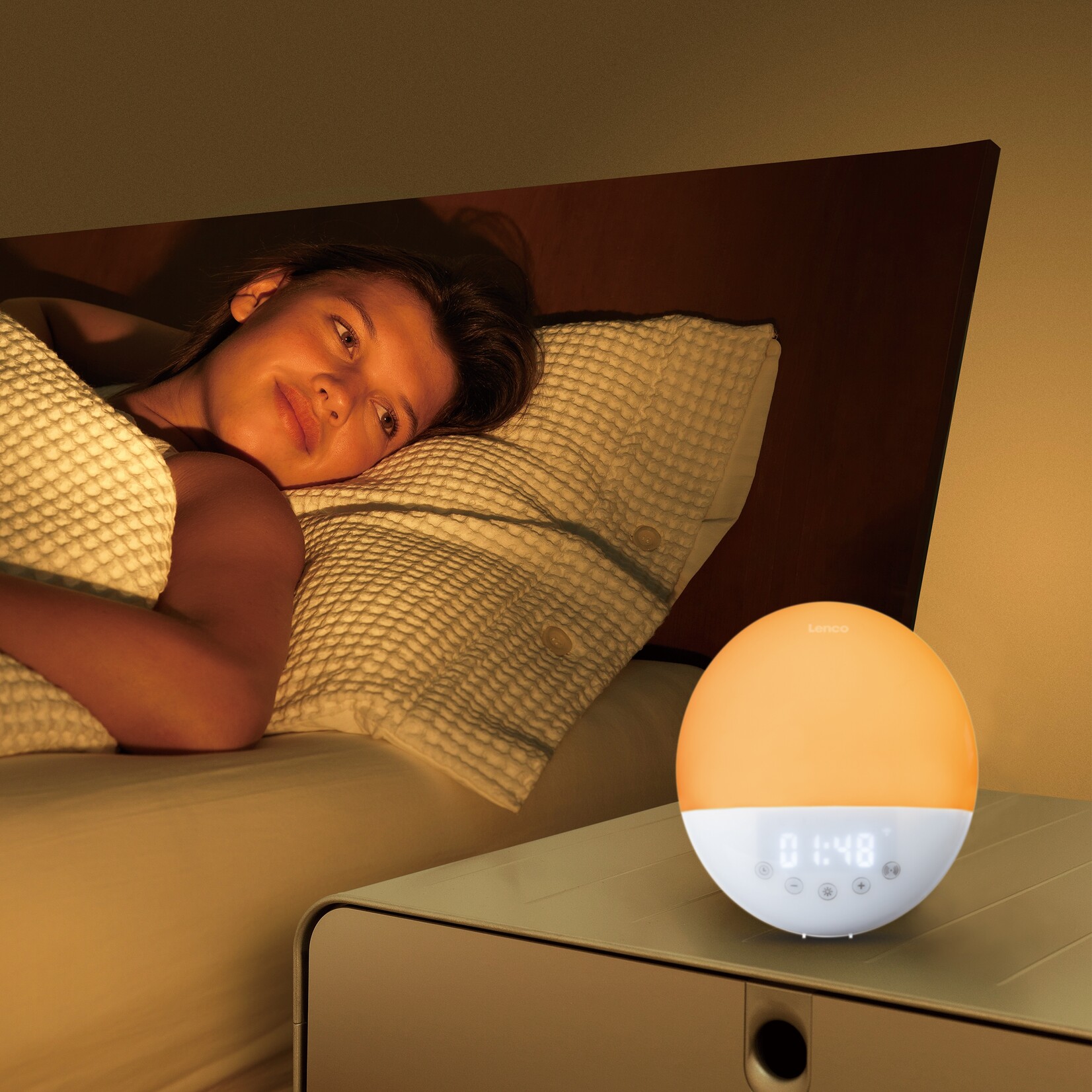 Lenco Lenco CRW-110WH Slimme Wake Up Light Wekker - Lichtwekker met App-bediening