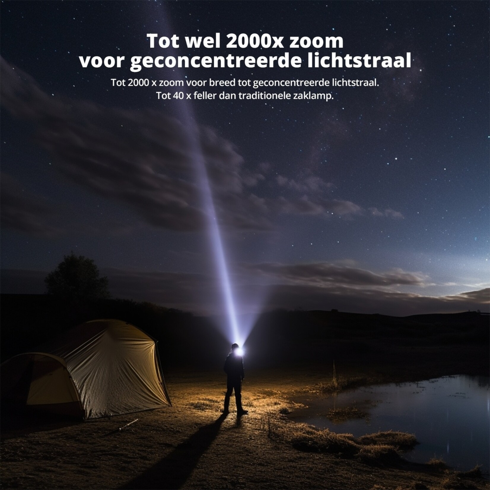 FlinQ Militaire Zaklamp - LED Zaklantaarn met 2000 Lumen - 1000 Meter - 1 + 1 Gratis