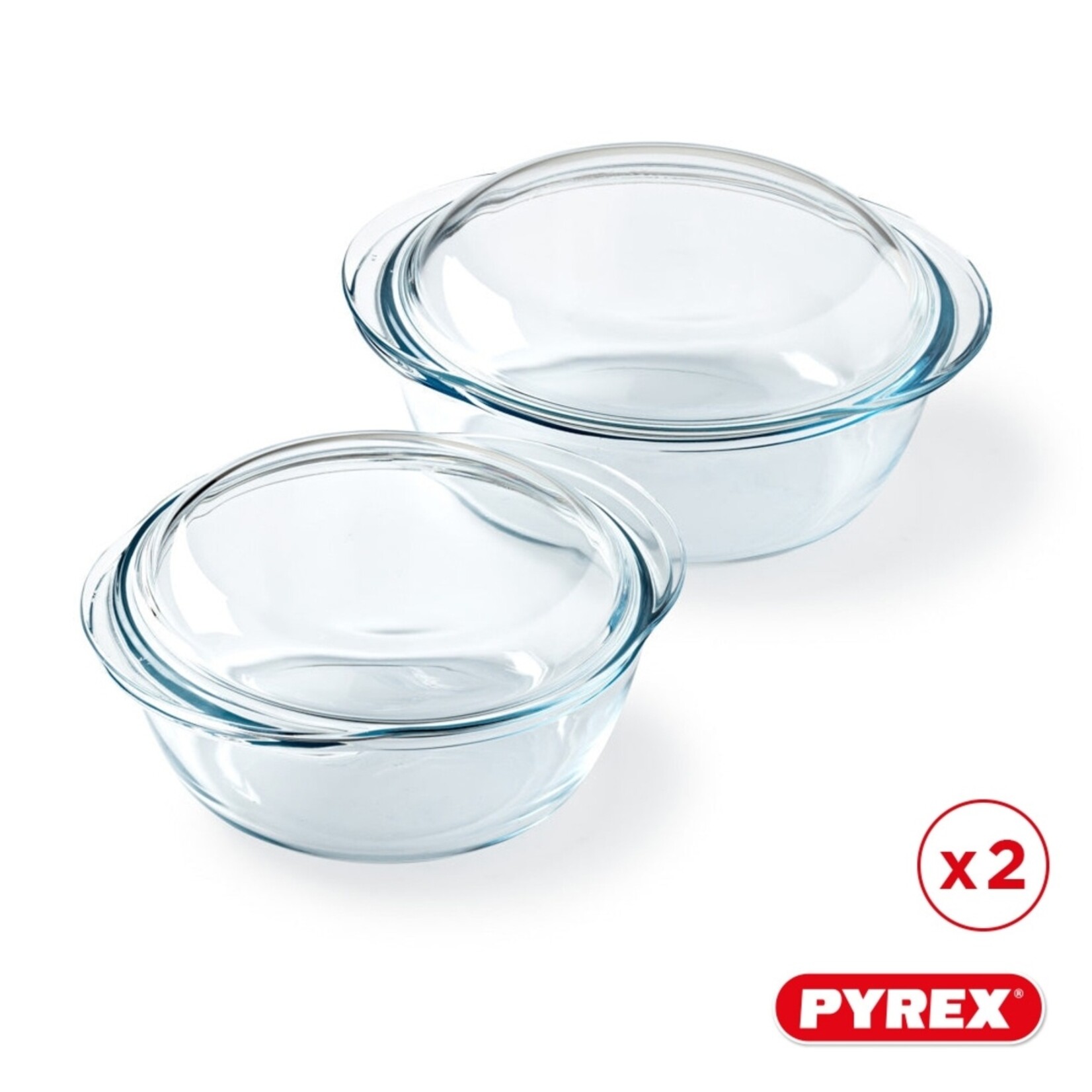 Pyrex Pyrex 4-in-1 Ronde Ovenschalen met Deksel van Glas