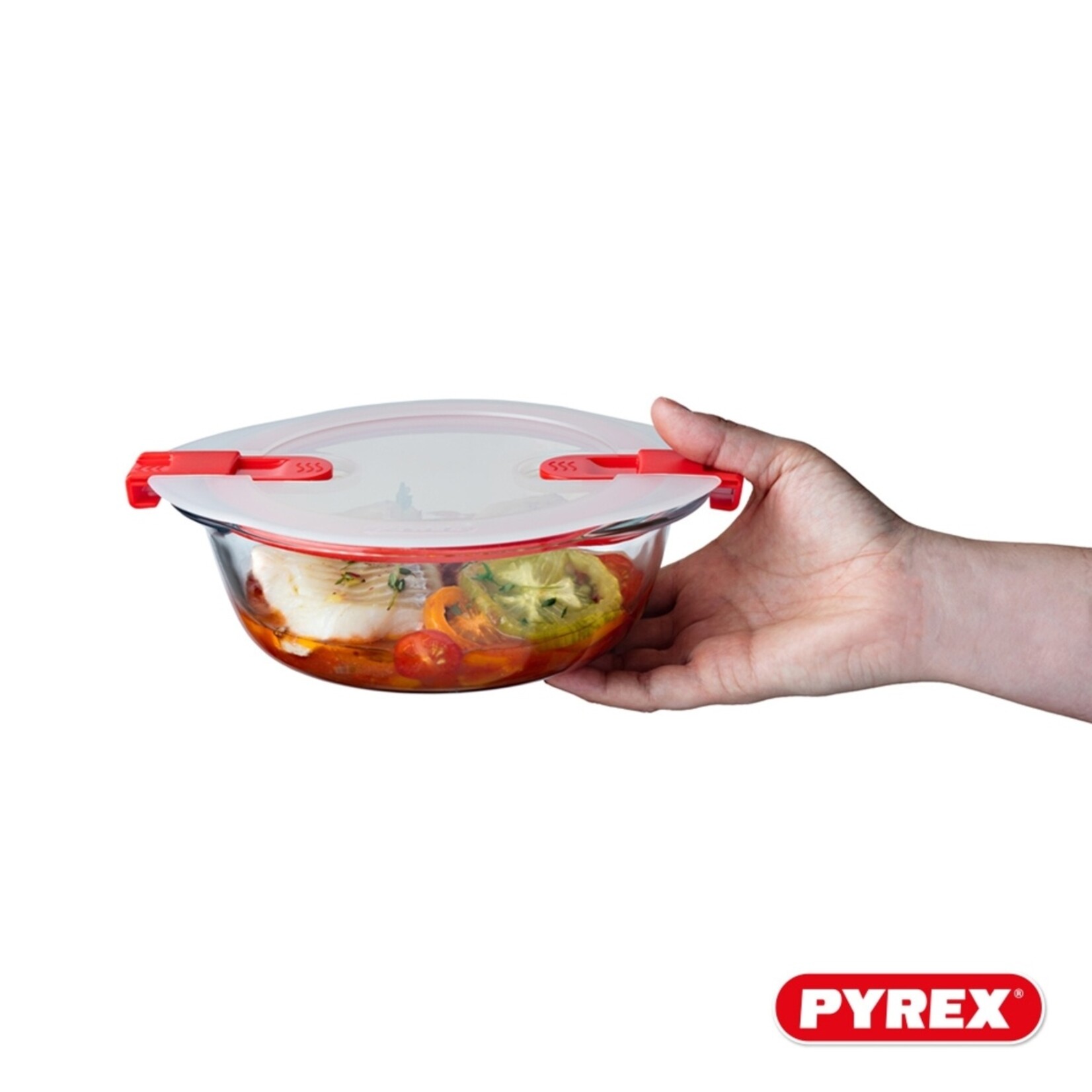 Pyrex Pyrex Cook & Go Ronde Schalen met Deksel - Set van 3 Stuks - Eén Maat