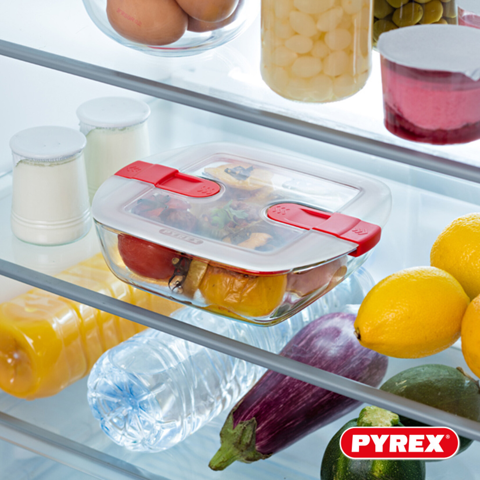 Pyrex Pyrex Cook & Go Ronde Schalen met Deksel - Set van 3 Stuks - Eén Maat