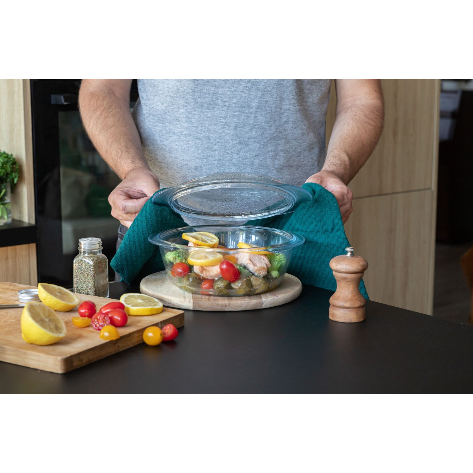 Pyrex Pyrex 4-in-1 Ronde Ovenschalen met Deksel van Glas