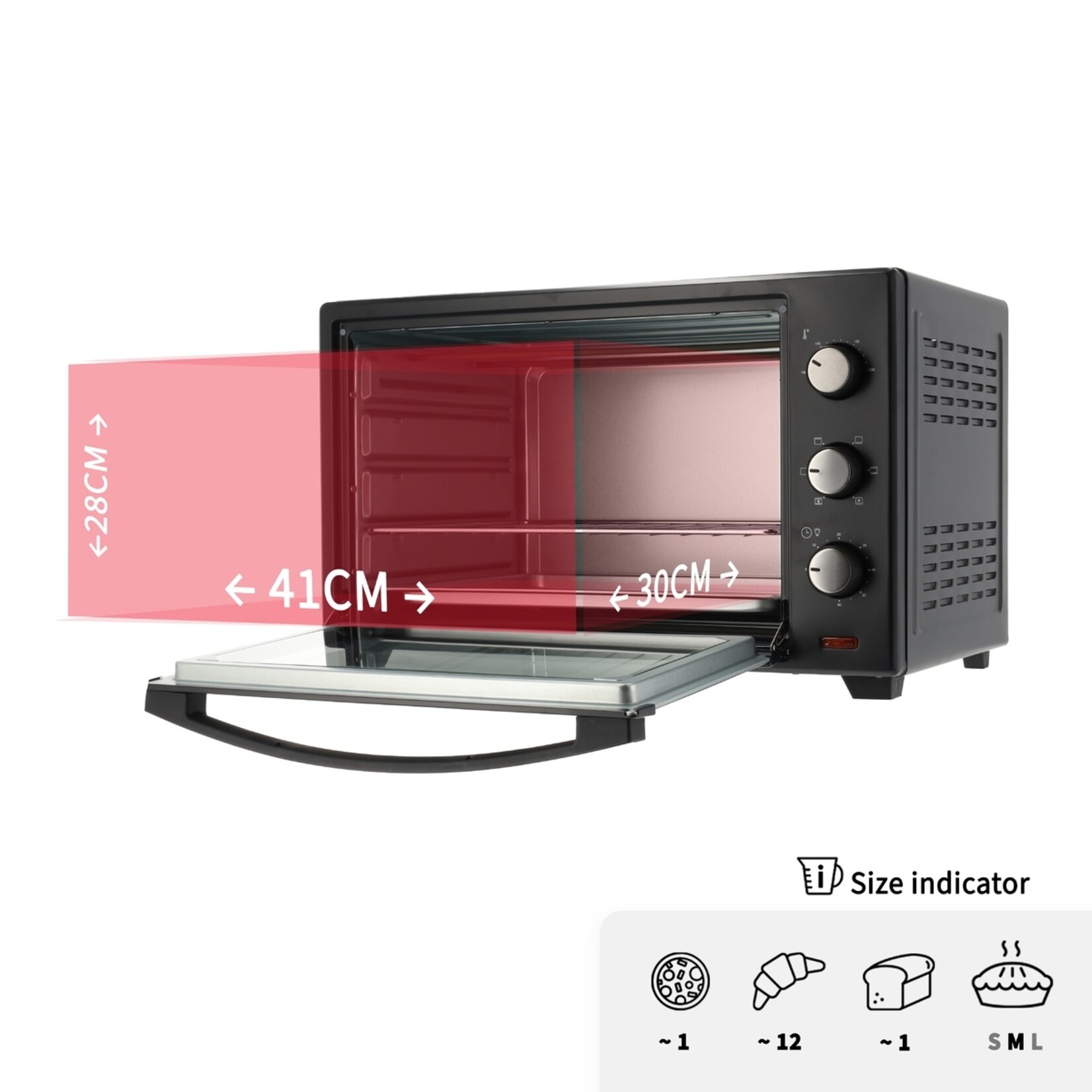 BROCK Electronics Brock TO 4801 BK Elektrische Oven - 48 Liter Inhoud