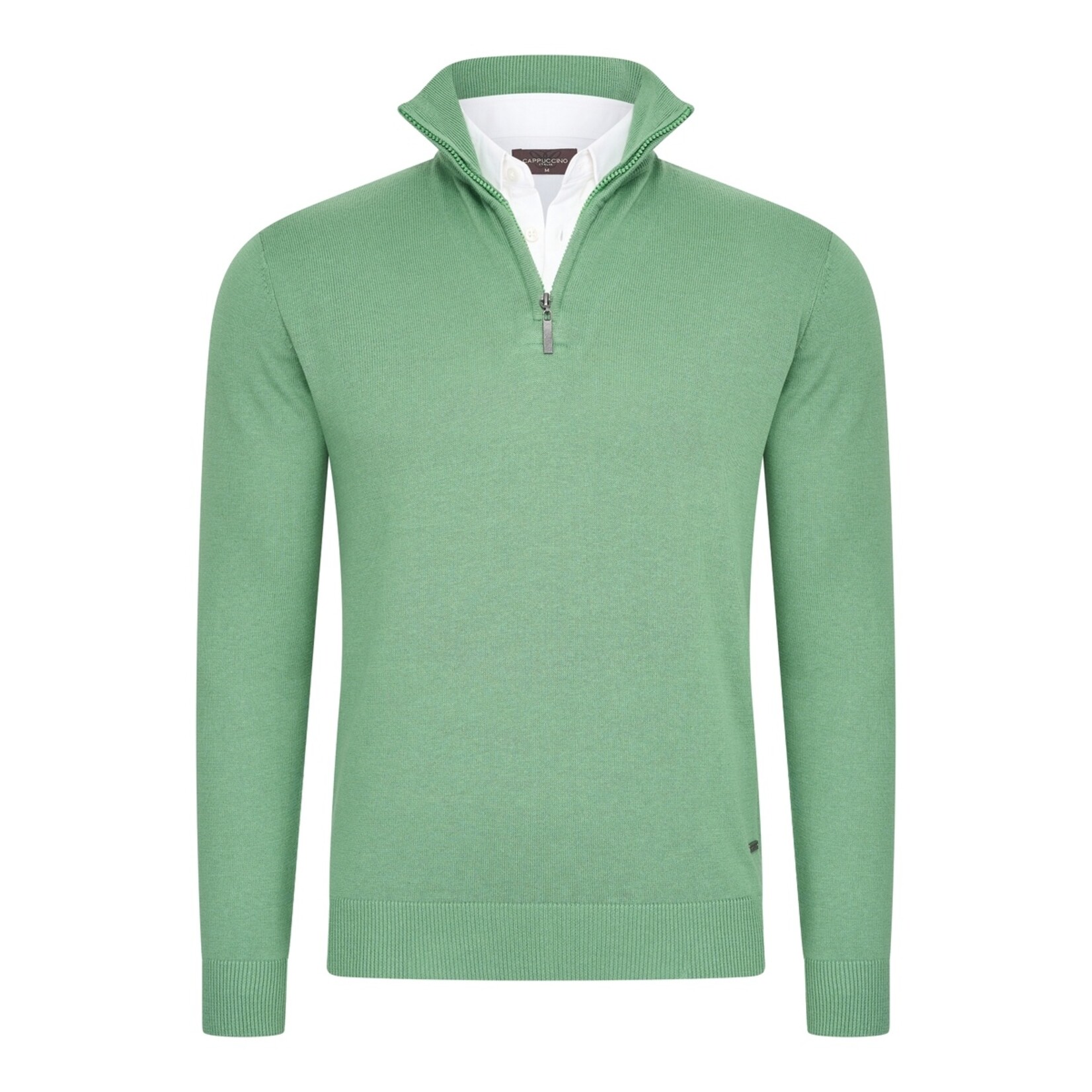 Cappuccino Cappuccino Como Mock Half Zip Schipperstrui met Overhemdkraag