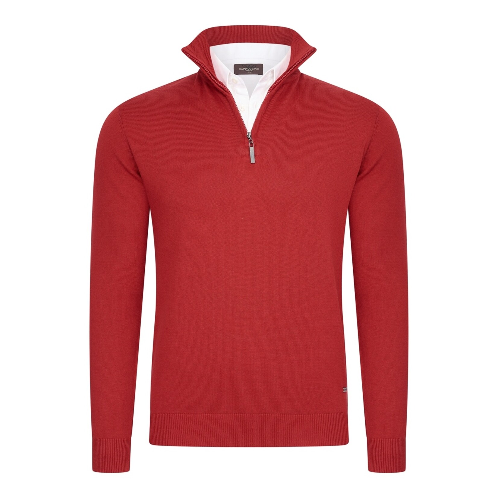 Cappuccino Cappuccino Como Mock Half Zip Schipperstrui met Overhemdkraag