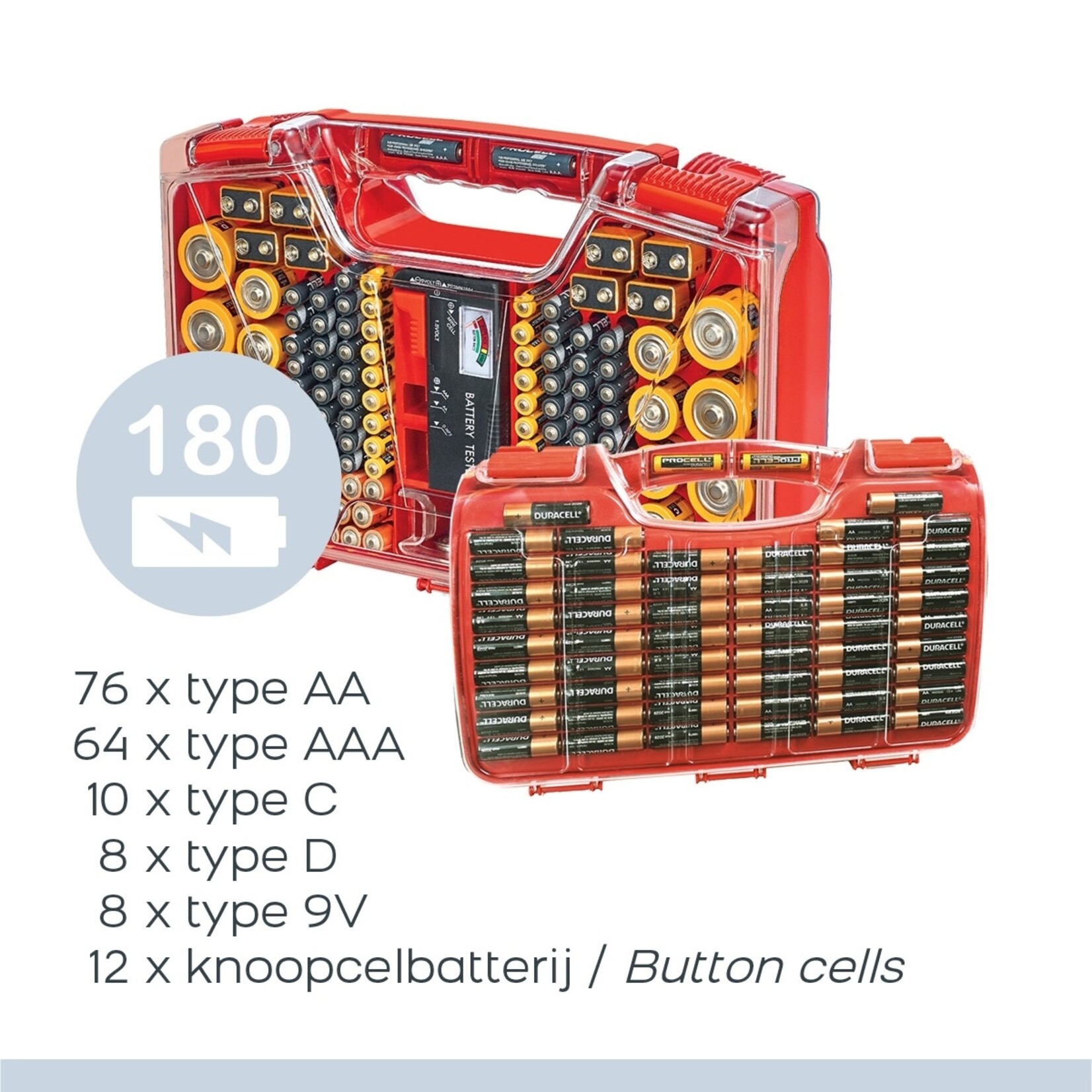 Orange Planet Battery Daddy Batterij-opbergbox met Tester