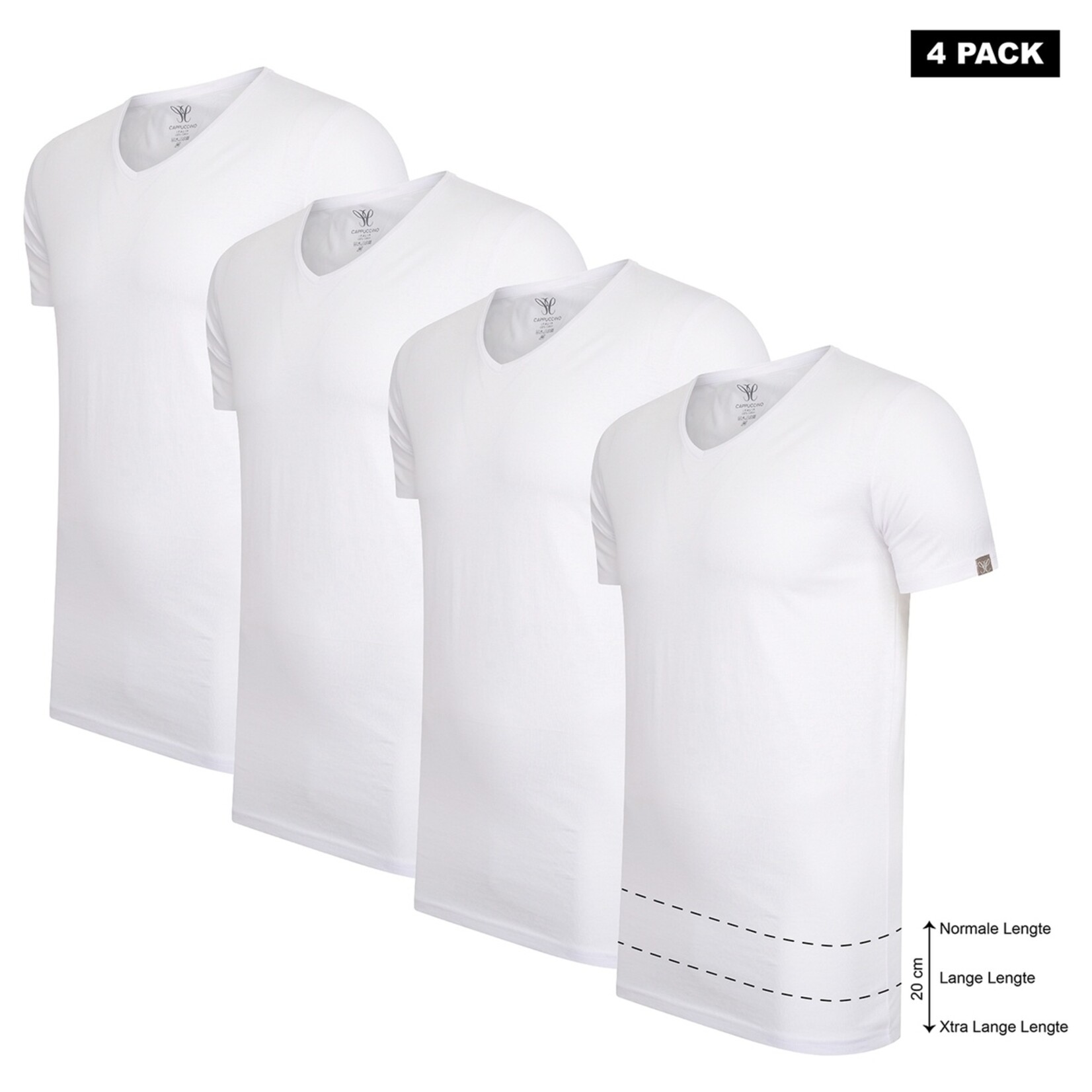 Donadoni Cappuccino Brescia Extra Lange Heren T-shirts met V-Hals