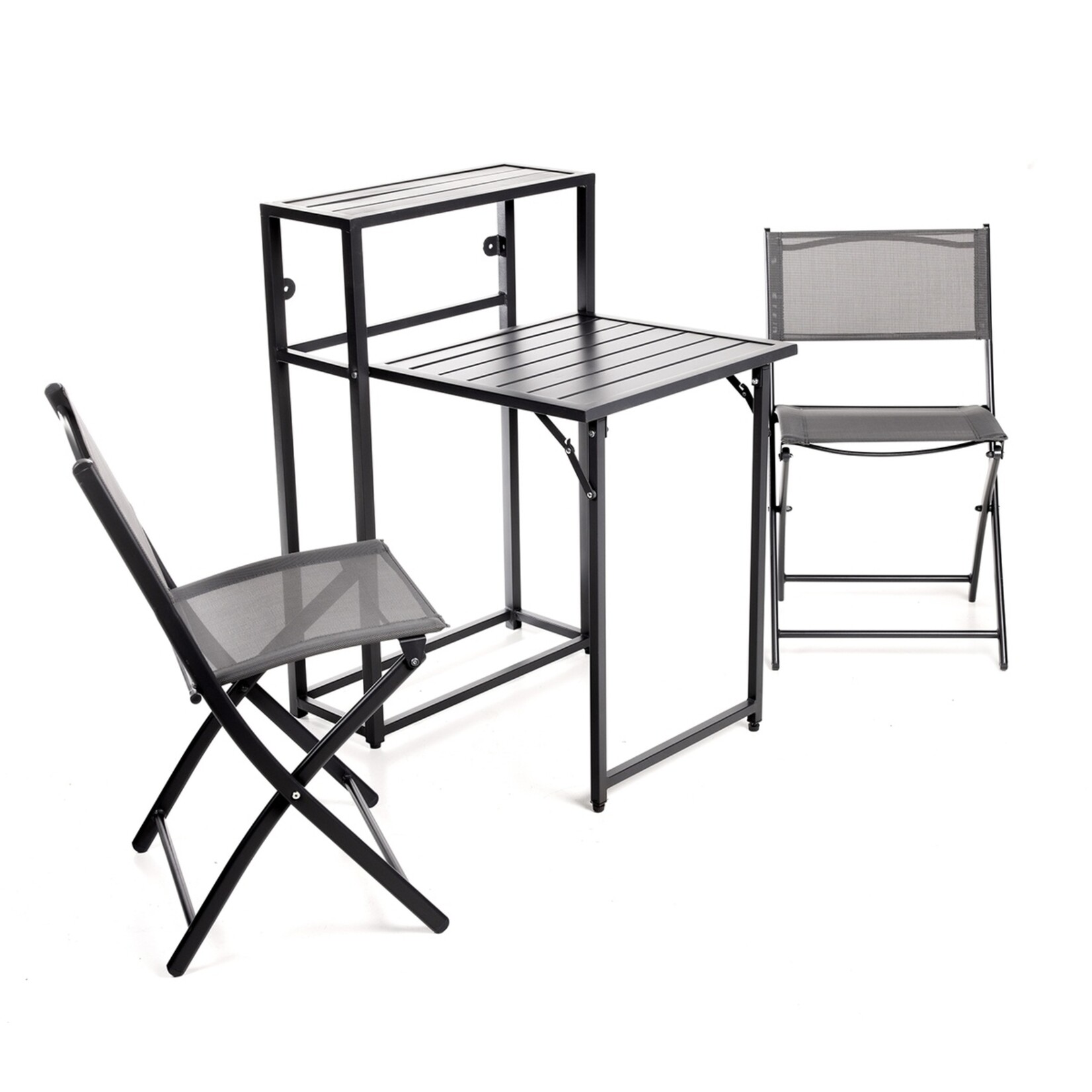 QLT No Less QLT 3-Delige Bistroset Opvouwbaar – Stalen Terras- en Balkonset 2 Personen